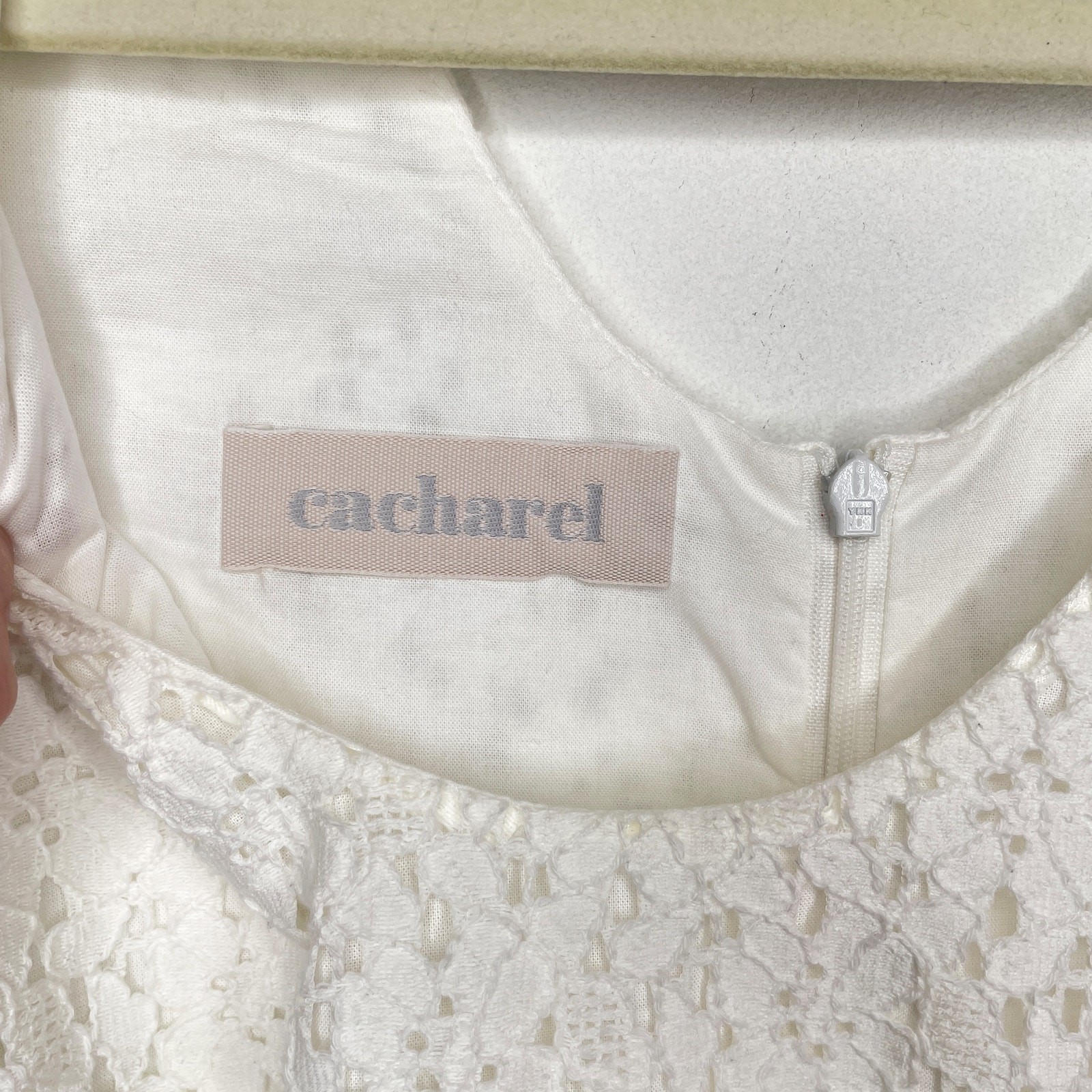 Cacharel Sleeveless Floral Embroidered Lace Crochet Mini Sheath Dress 6