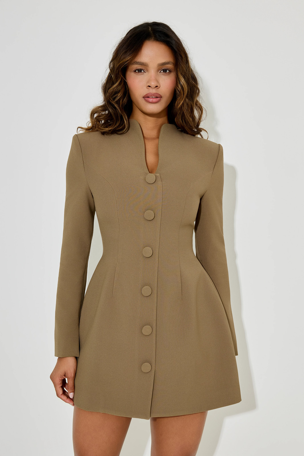 Odd Muse Womens Long Sleeve Button-Down Mini Dress Black