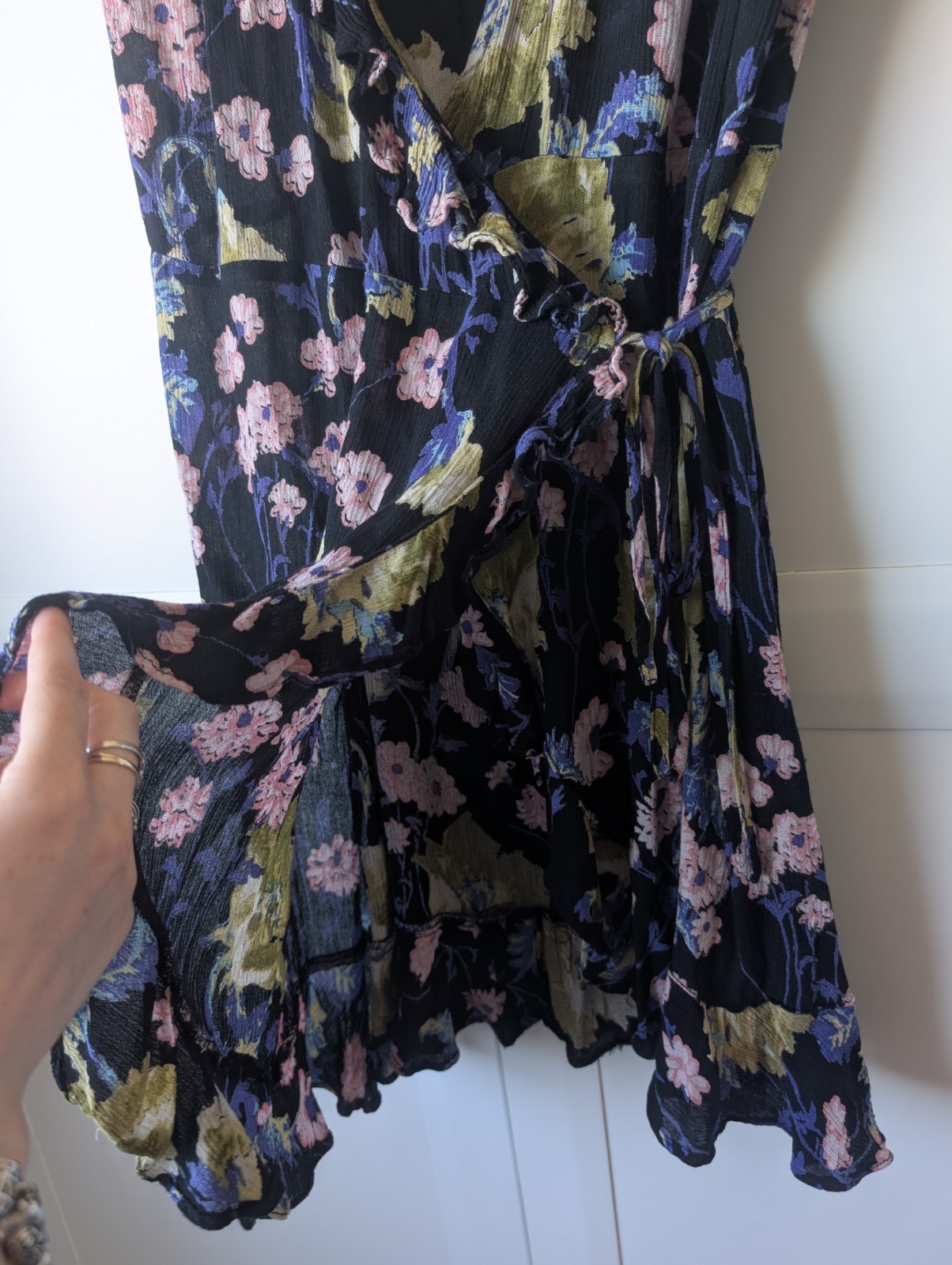 Pins And Needles Multi Floral Print Ruffle Frill Mini Wrap Dress Size L