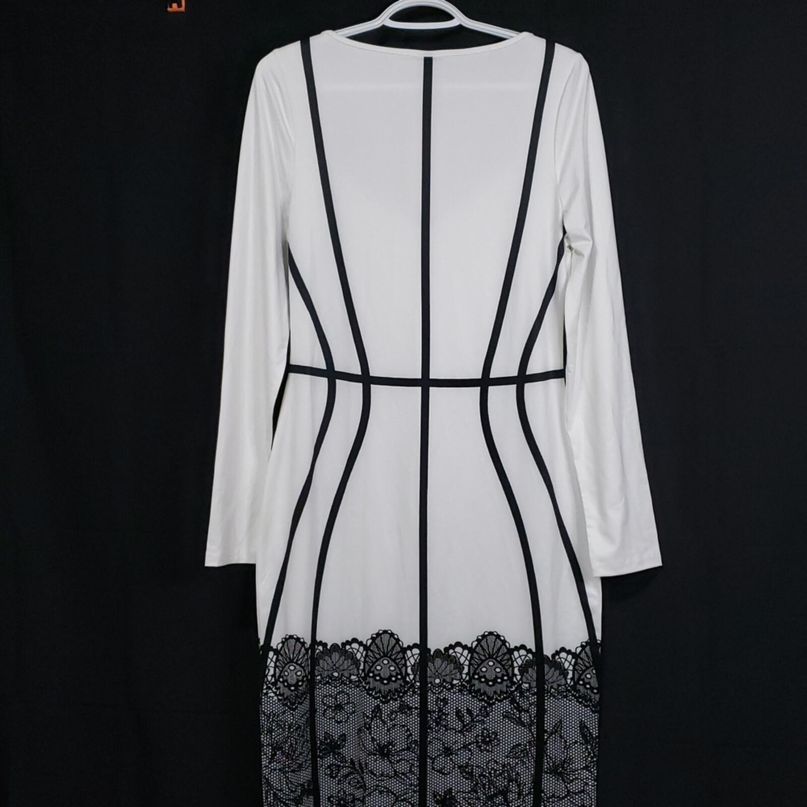 SHEIN Lady Two-Tone Bodycon Midi Dress in Black & White. Size: Large
