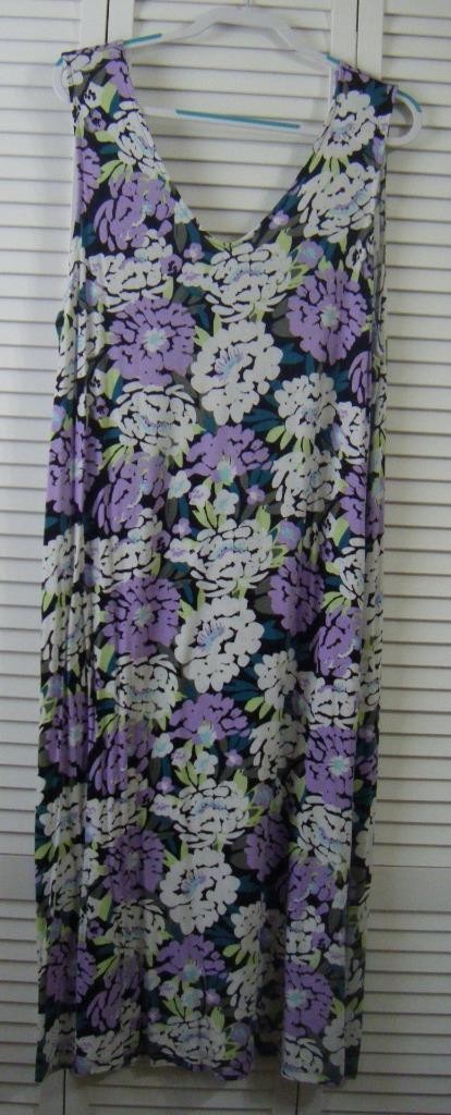 JOYSPUN Purple Floral Maxi Lounge Dress 2X (18W-20W) NWOT New (T/B109/2006)