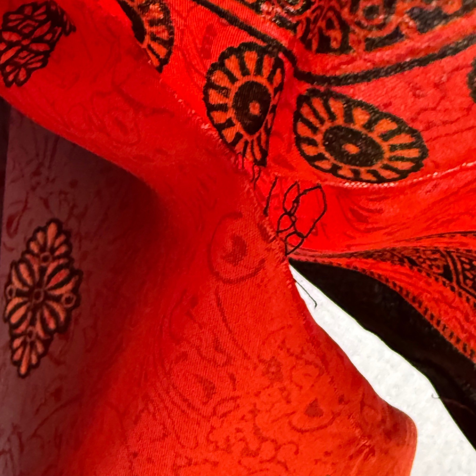 Sante Classics Red Paisley Kaftan Maxi Dress One Size Boho Resortwear India