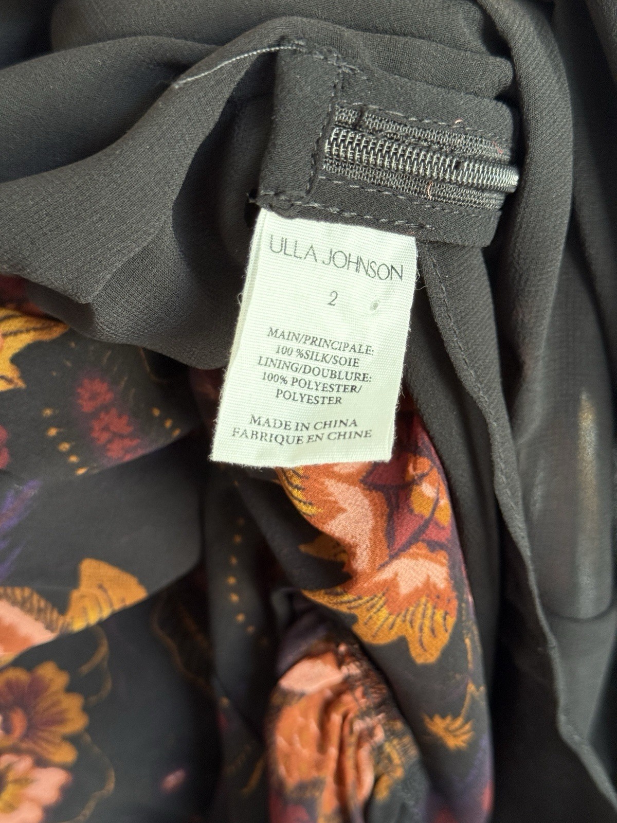 Ulla Johnson Adara Ruffled Silk Chiffon Floral Mini Dress Valerian Size 2