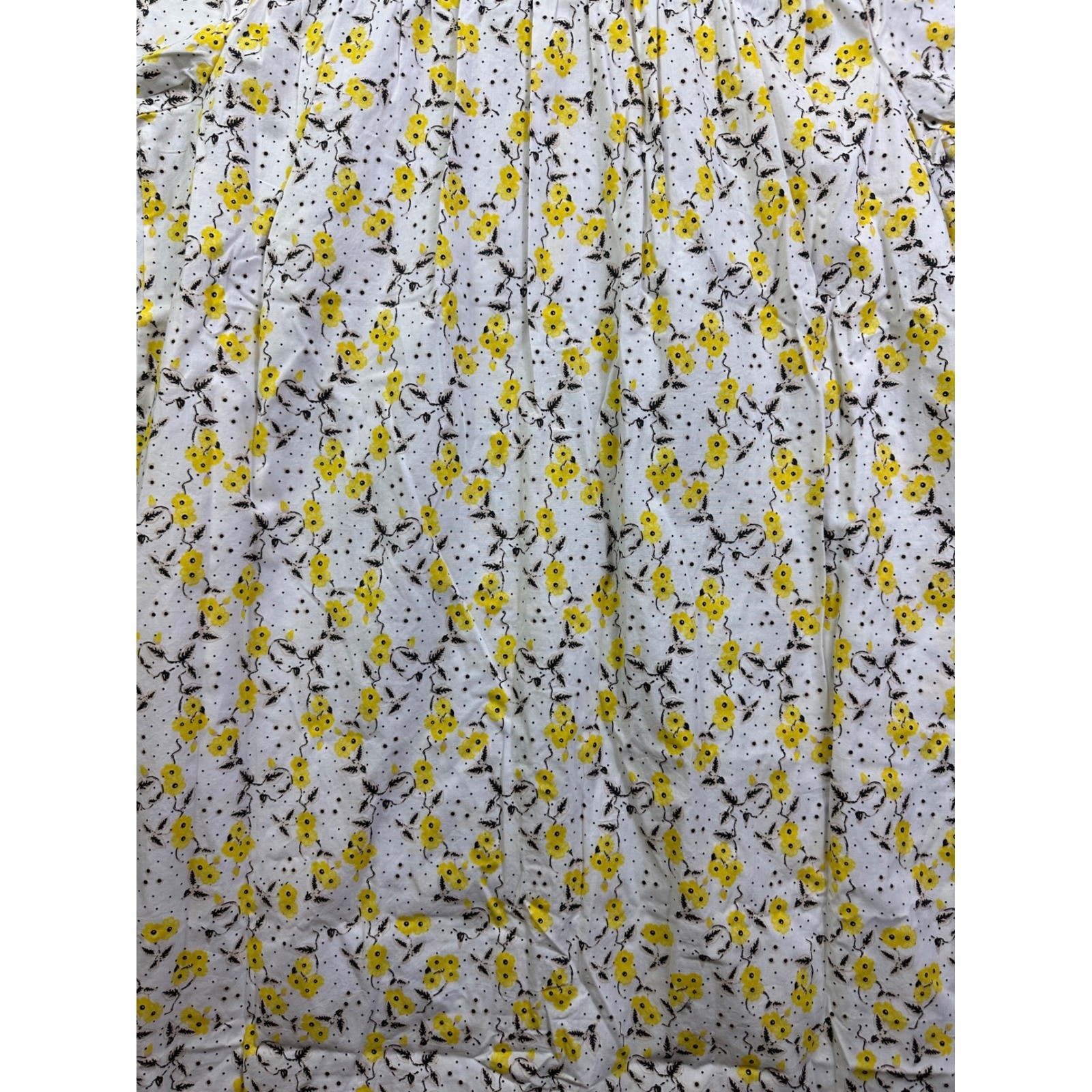 National 1X New Floral Polka Dot Snap Front Duster House Dress White Yellow 1952