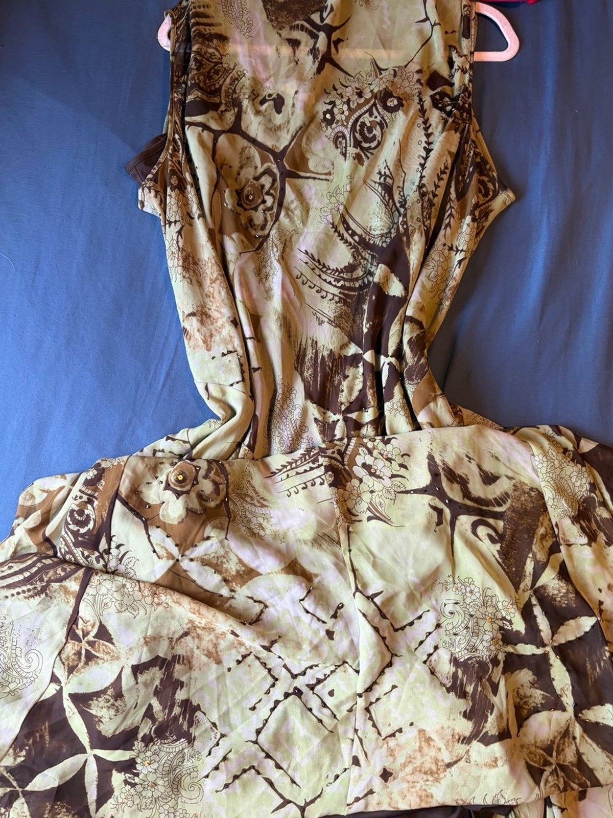 Floral Pattern Brown & Olive Women’s Dress