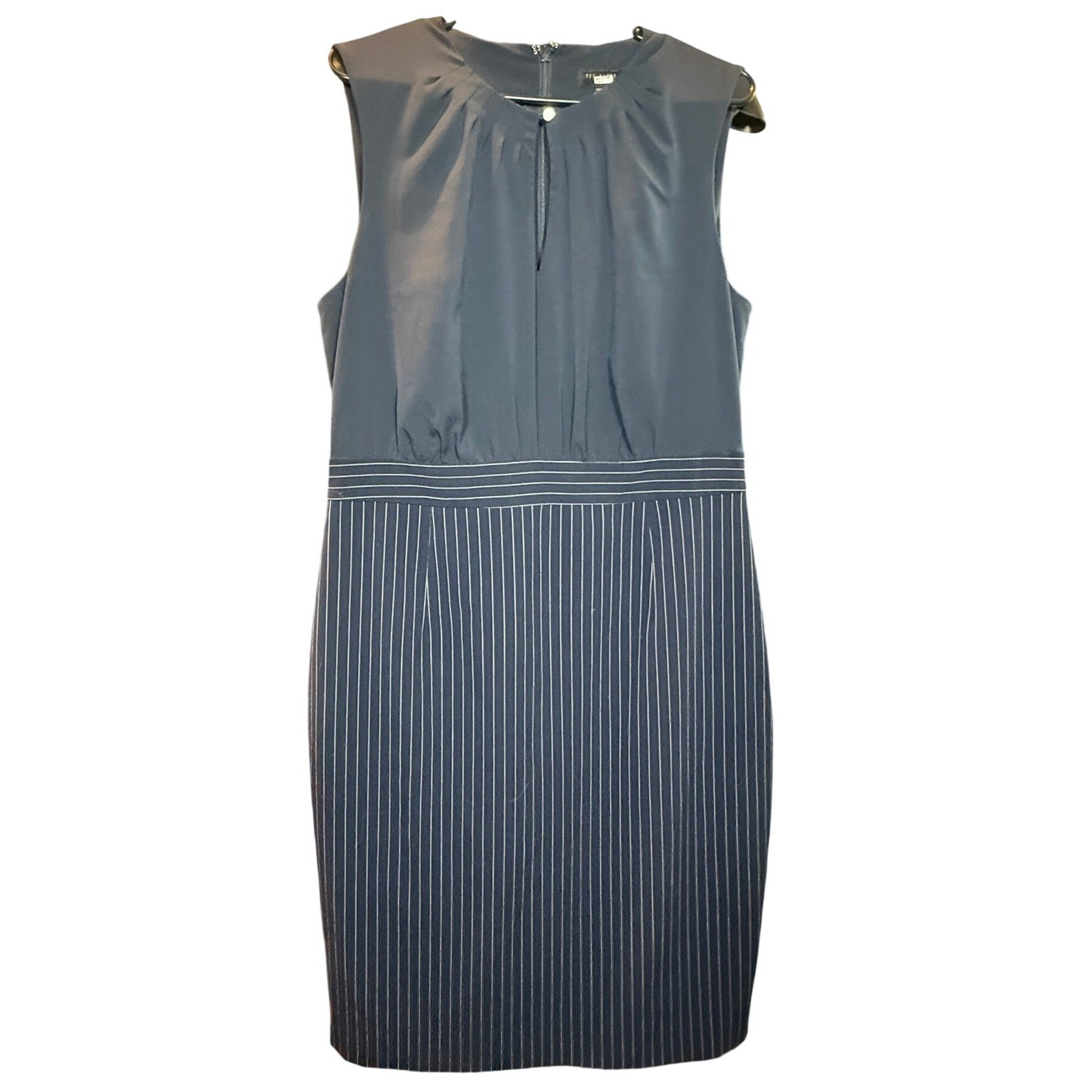 Ted Baker London Navy Blue Pinstripe Sheath Dress Sleeveless Workwear Size 5