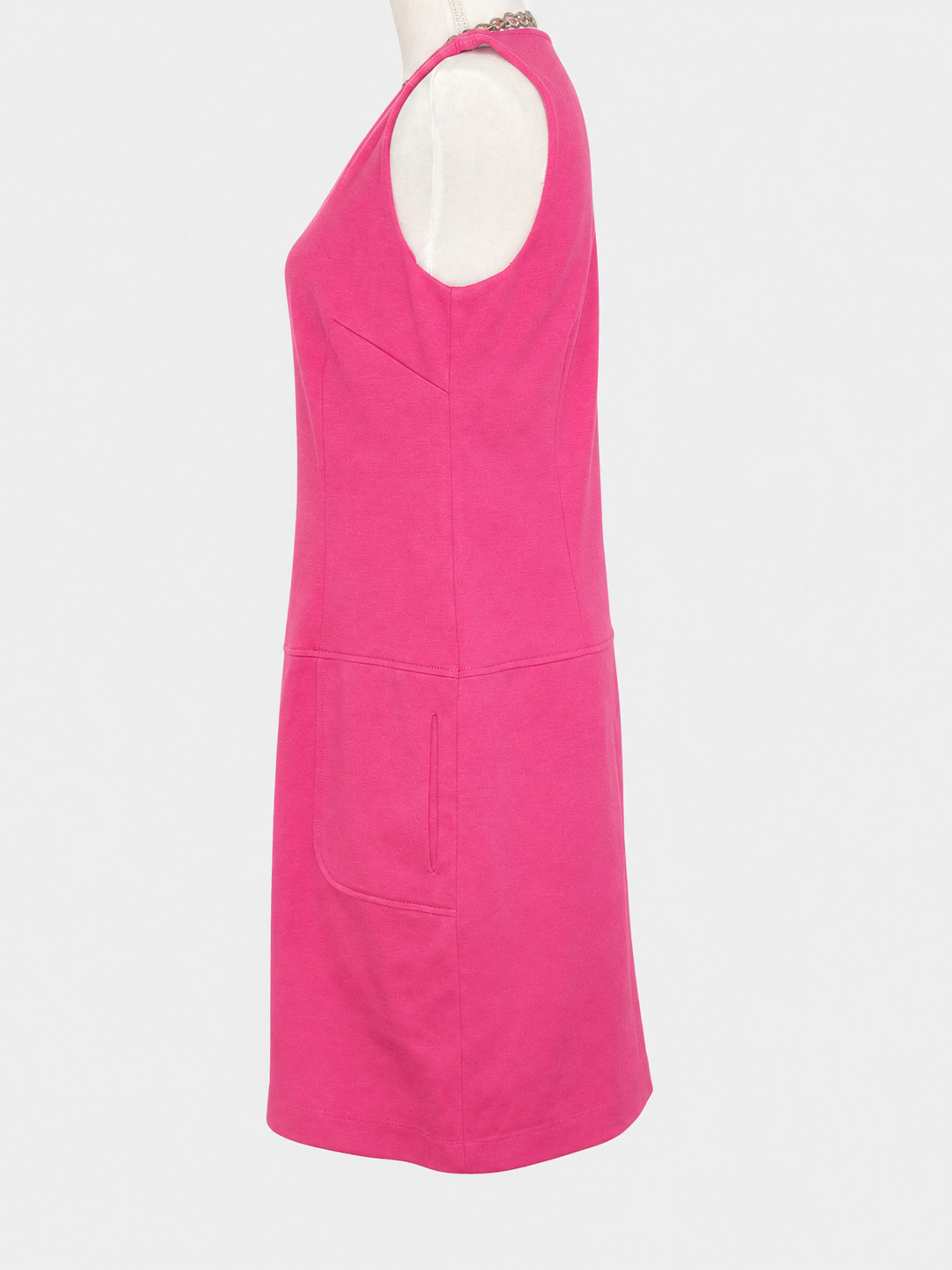 VGUC Laundry Shelli Segal Pink Chain Neck Shift Dress Size 8 Pockets