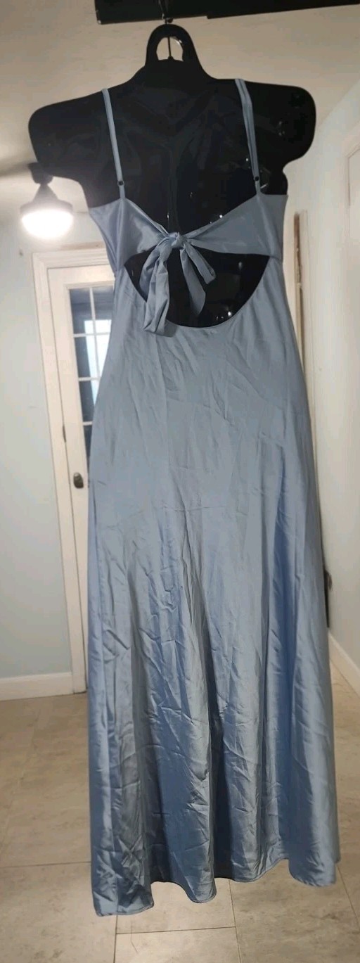 NWT Peppermayo Women’s Flora Satin Maxi Dress Ice Blue AU6/US2 Tie Back