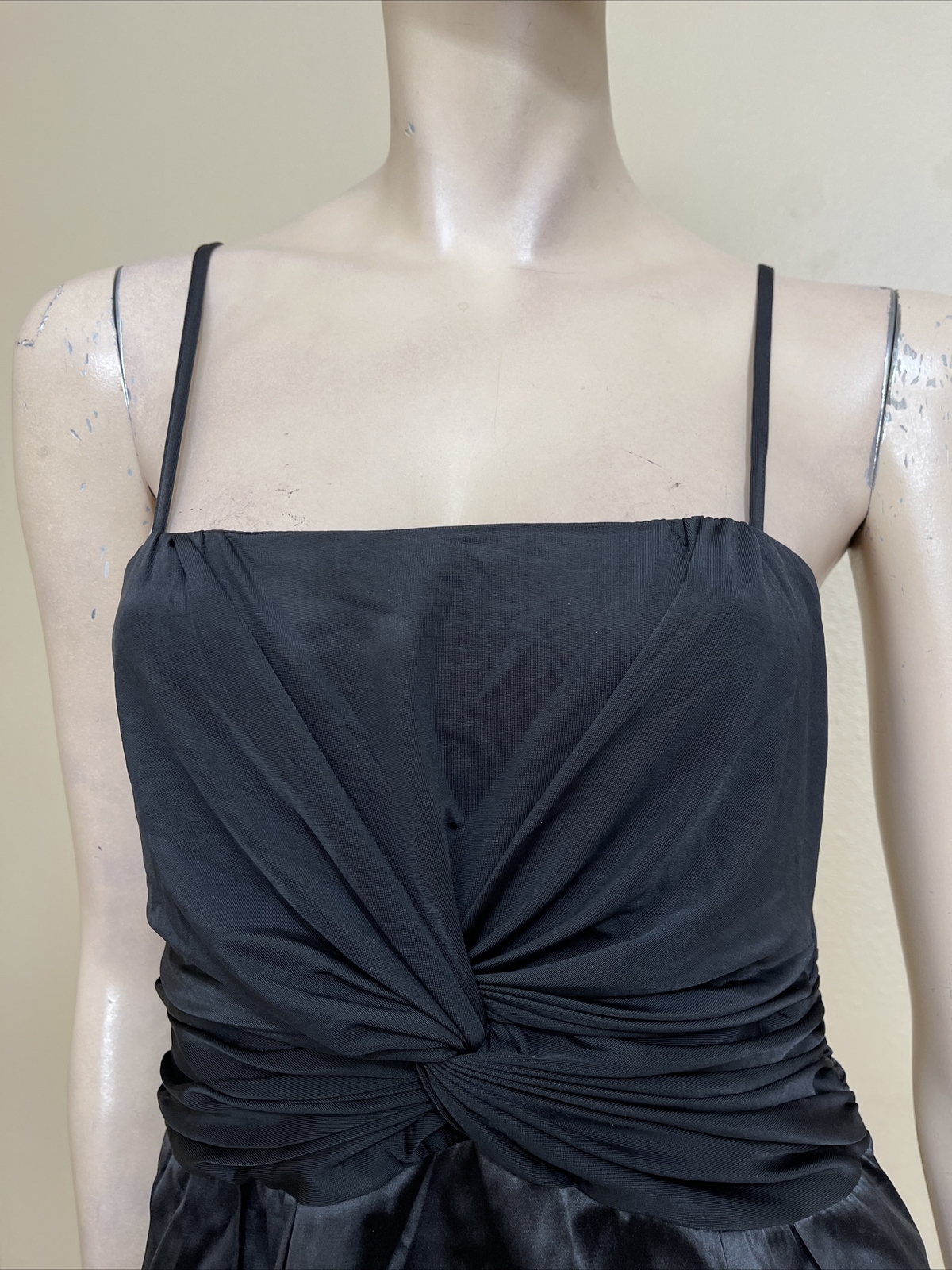 Women’s Black Polyester Cocktail Open Pleated Strap Zipper Size S Dress Sundress