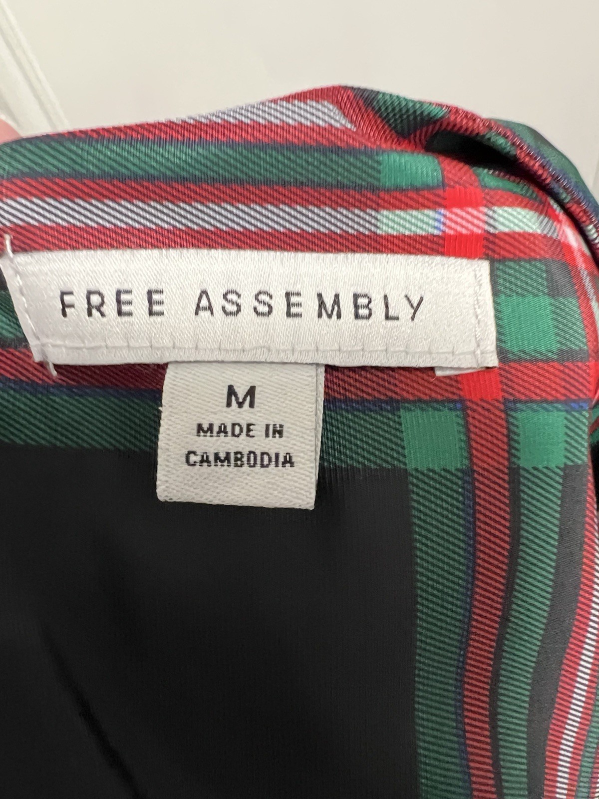 Free Assembly Black, Red, Green , White Plaid Dress Size M