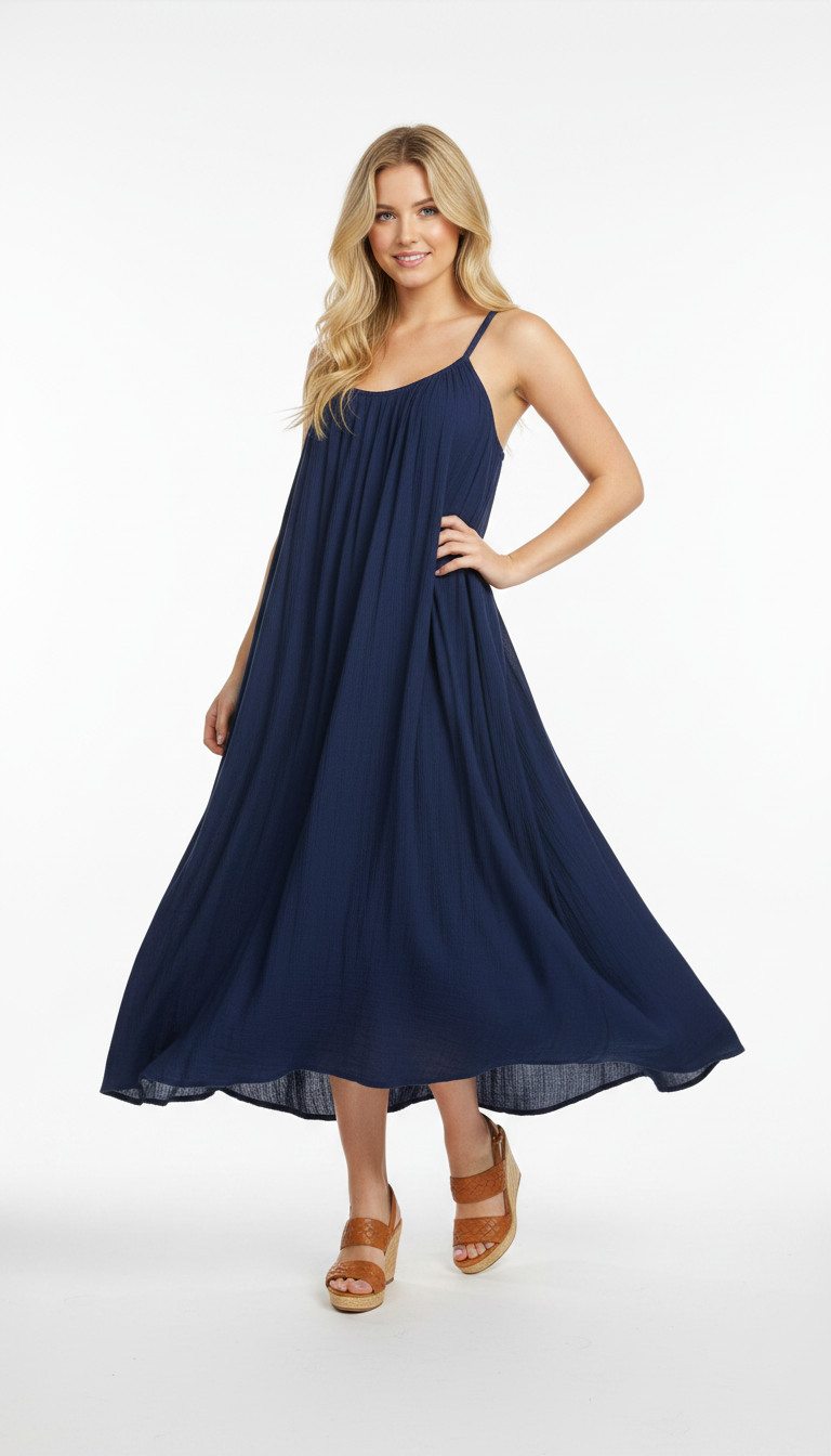 Hiho Designed by Tortola BVI Women’s Maxi Dress Sleeveless Navy Size M