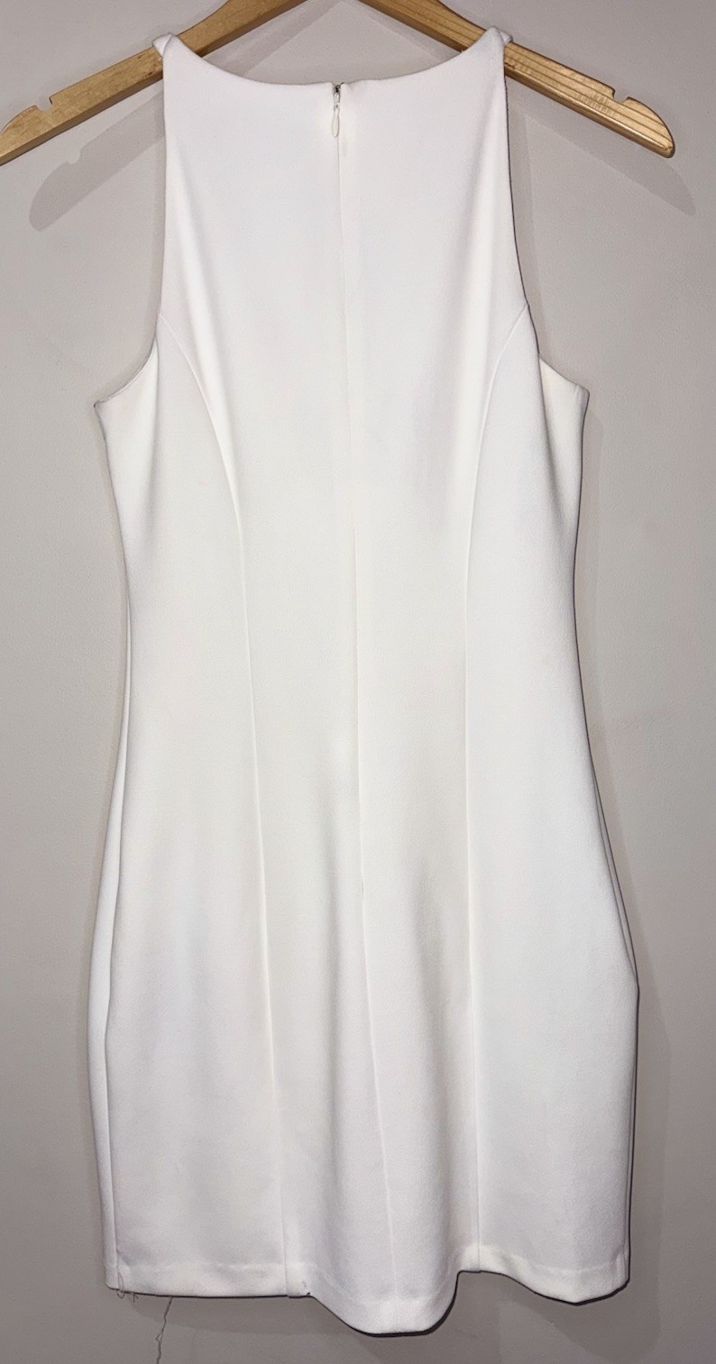 Guess White Sleeveless Sheath Dress Rhinestone Keyhole Cocktail Party Size 4