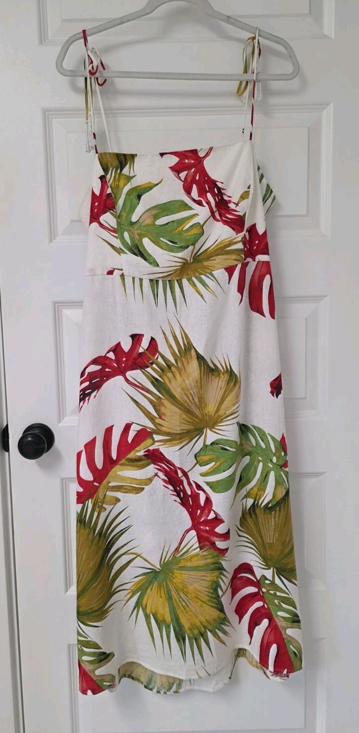 HOUSE OF HARLOW 1960 WMNS SZ L DRESS WHITE W/ FLOWER