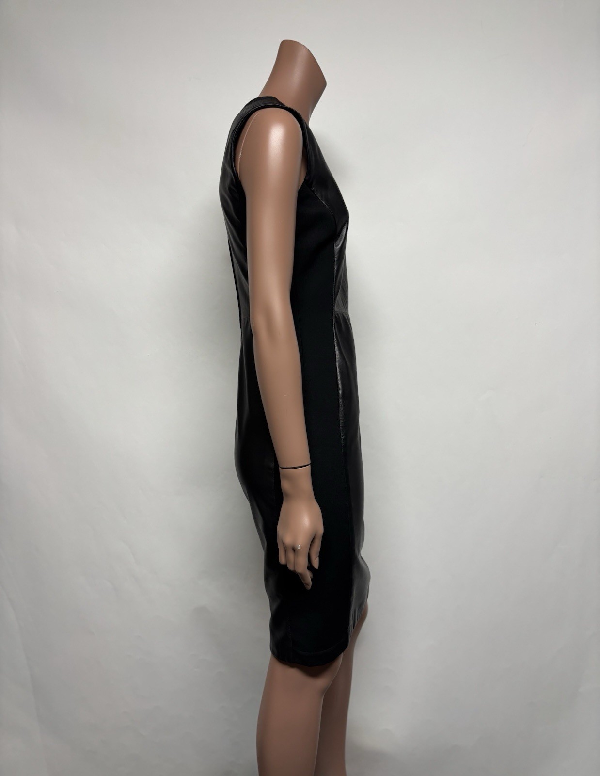 Versace 2019 Black Leather Gold Medusa Brooch Dress IT 38