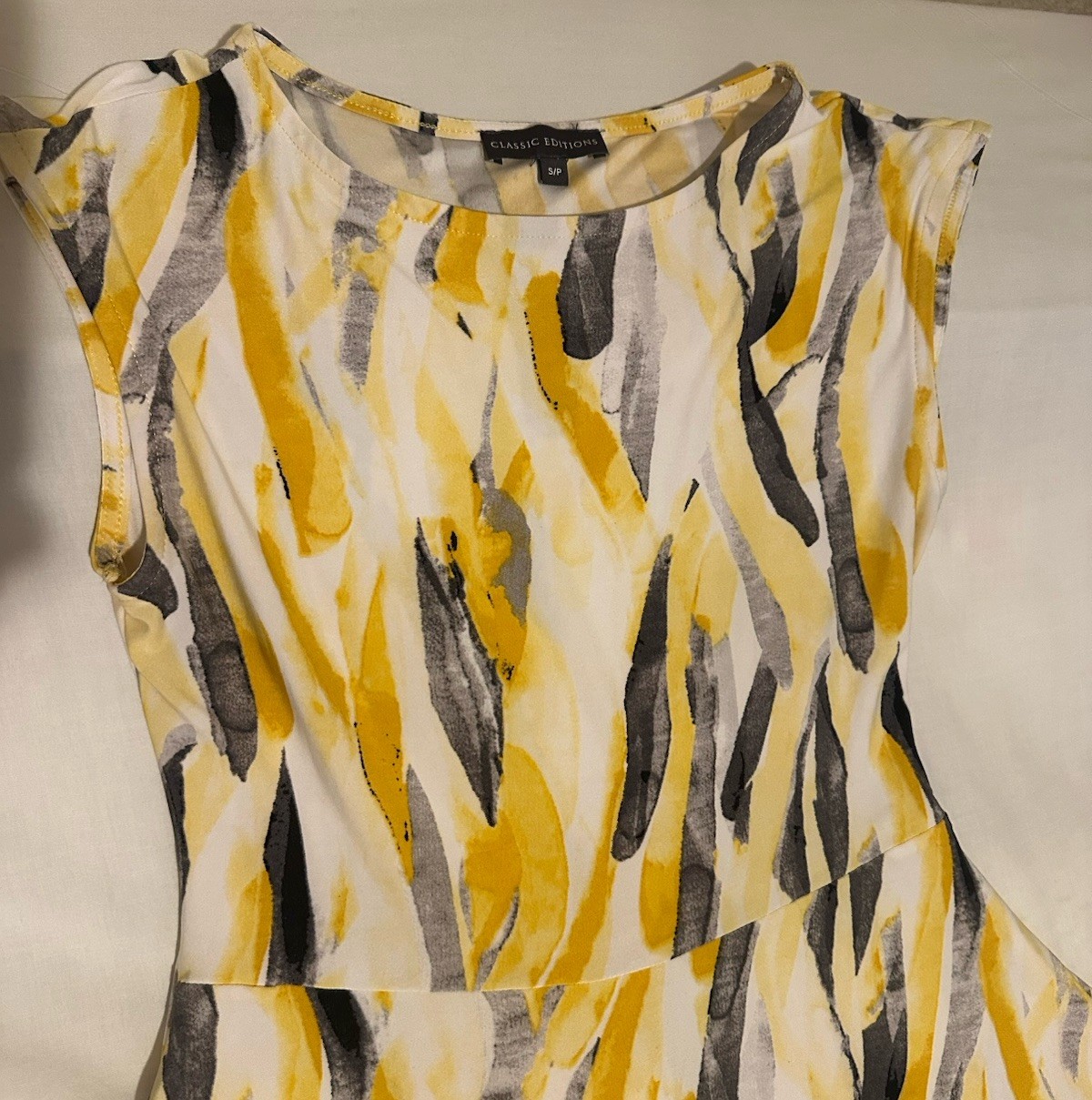 Classic Editions 3XP Abstract Round Neck Sleeveless Fit & Flare Knee Dress Tie