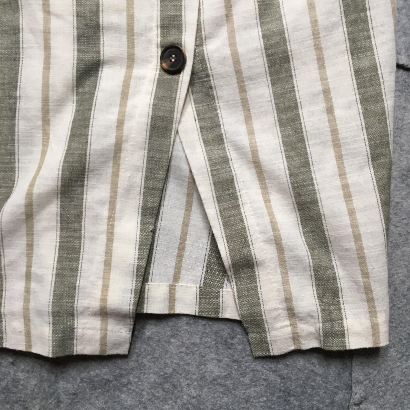 Heatherly Dress Womens XSP Petite White Stripe Linen Button Front Midi Sundress