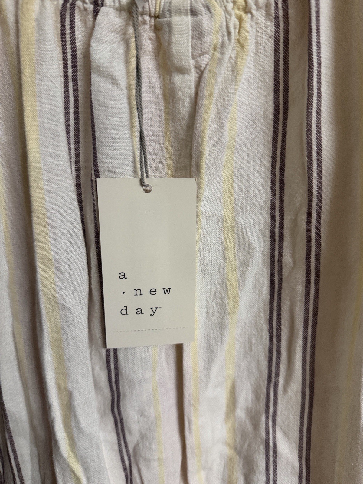 A New Day White Yellow Purple Striped Maxi Sundress Adjustable Scoop Neck XXL
