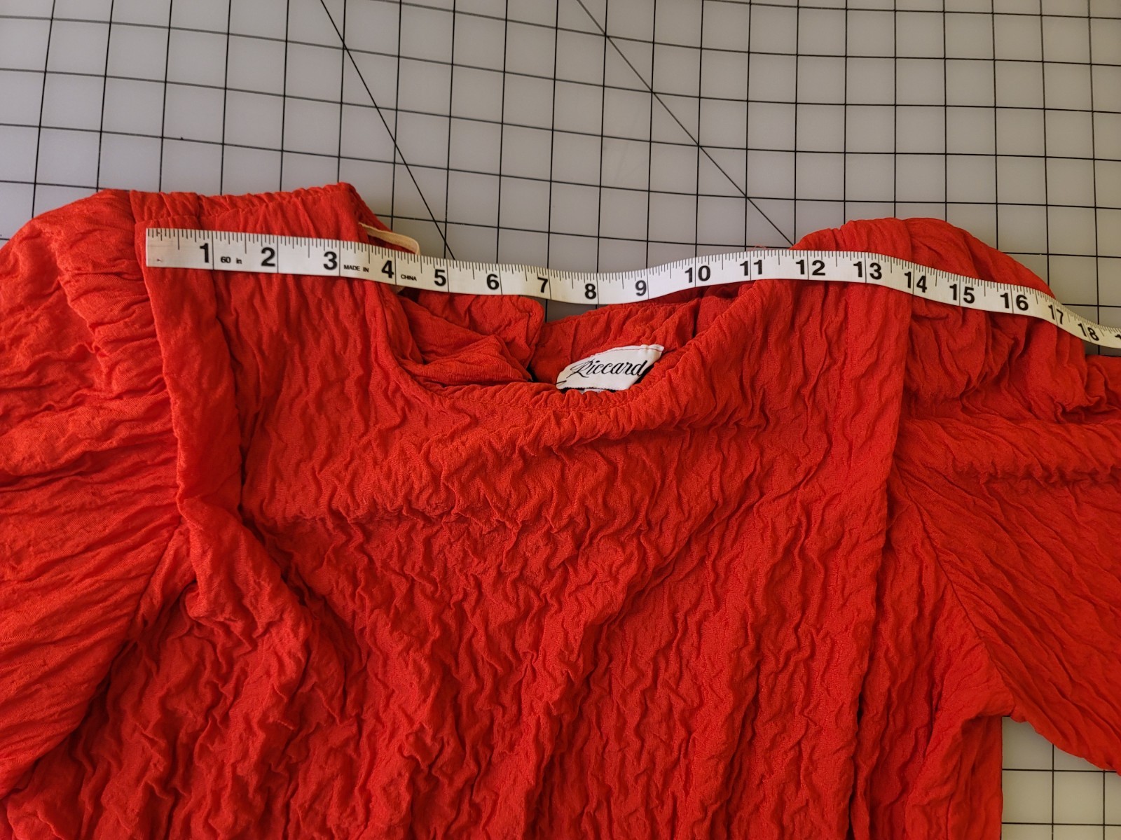 VTG Riccardo Crinkle Textured Two Piece Red Size 14.5 Large Dress Made in USA