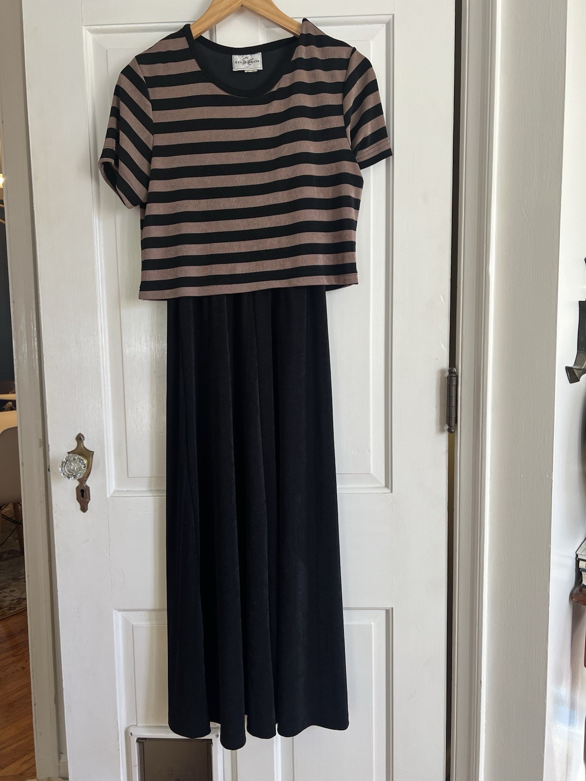 Studio Ease Striped Layered Maxi Dress Vintage Y2K Black And Beige Size 10
