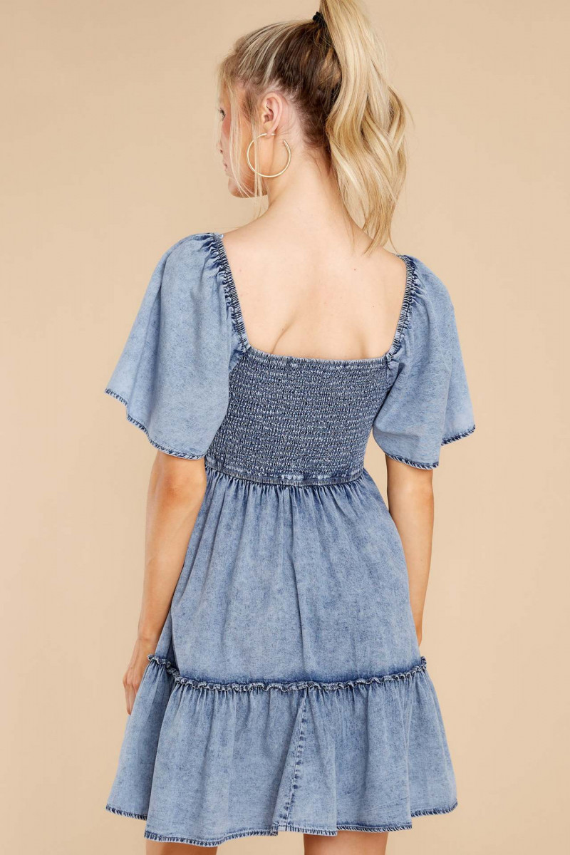 Female Dress Temperament Commuter Pullover Loose Denim Short-sleeved Dress