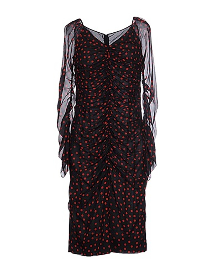 Dolce and Gabbana D&G black polka dot silk chiffon dress IT46 UK12 US8 EU38