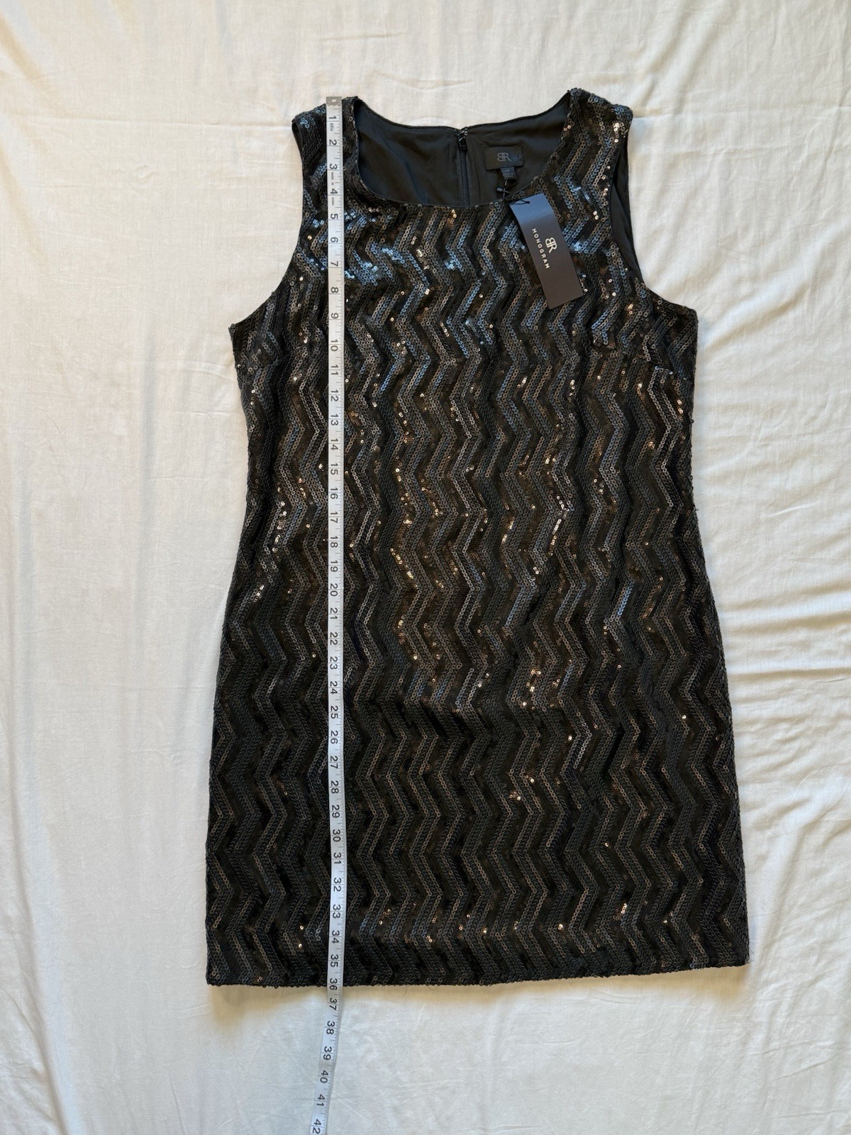 Banana Republic Monogram Chevron Sequin Sheath Dress Size 14 NWT Sleeveless