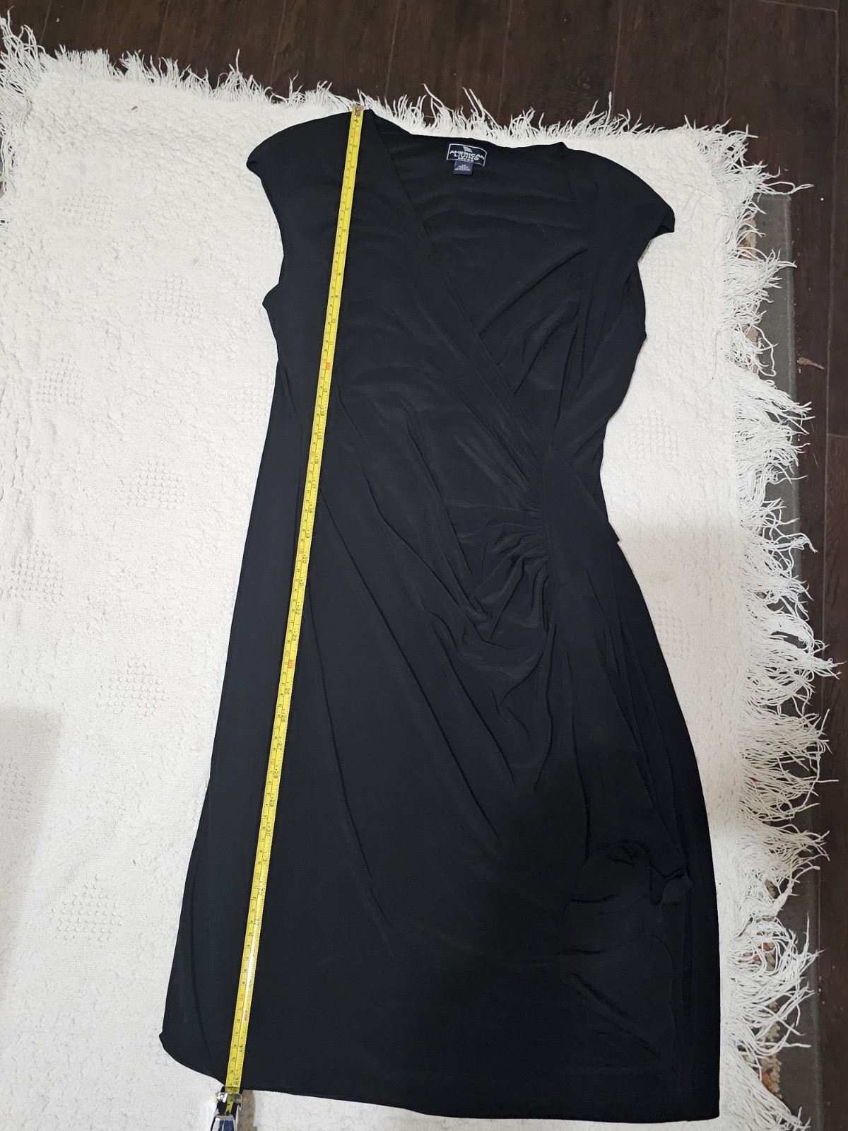 American Living Black Cascade Ruffle Dress Size 14 Timeless Classic All-Season