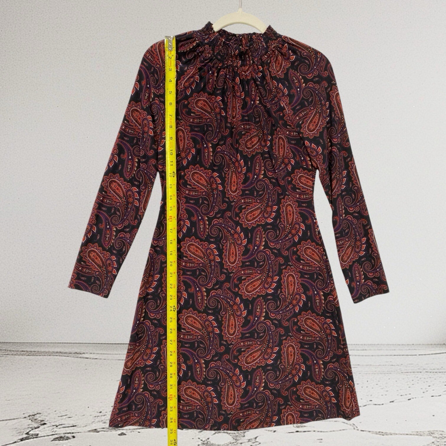 Tommy Hilfiger Paisley Smocked Mock Neck Dress Size 4 Elegant Summer Chic $129