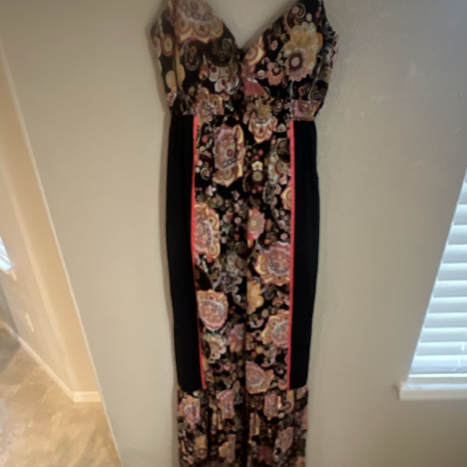 Boston Proper Muse Women’s Black Paisley V-Neck Strappy Maxi Dress Size 2