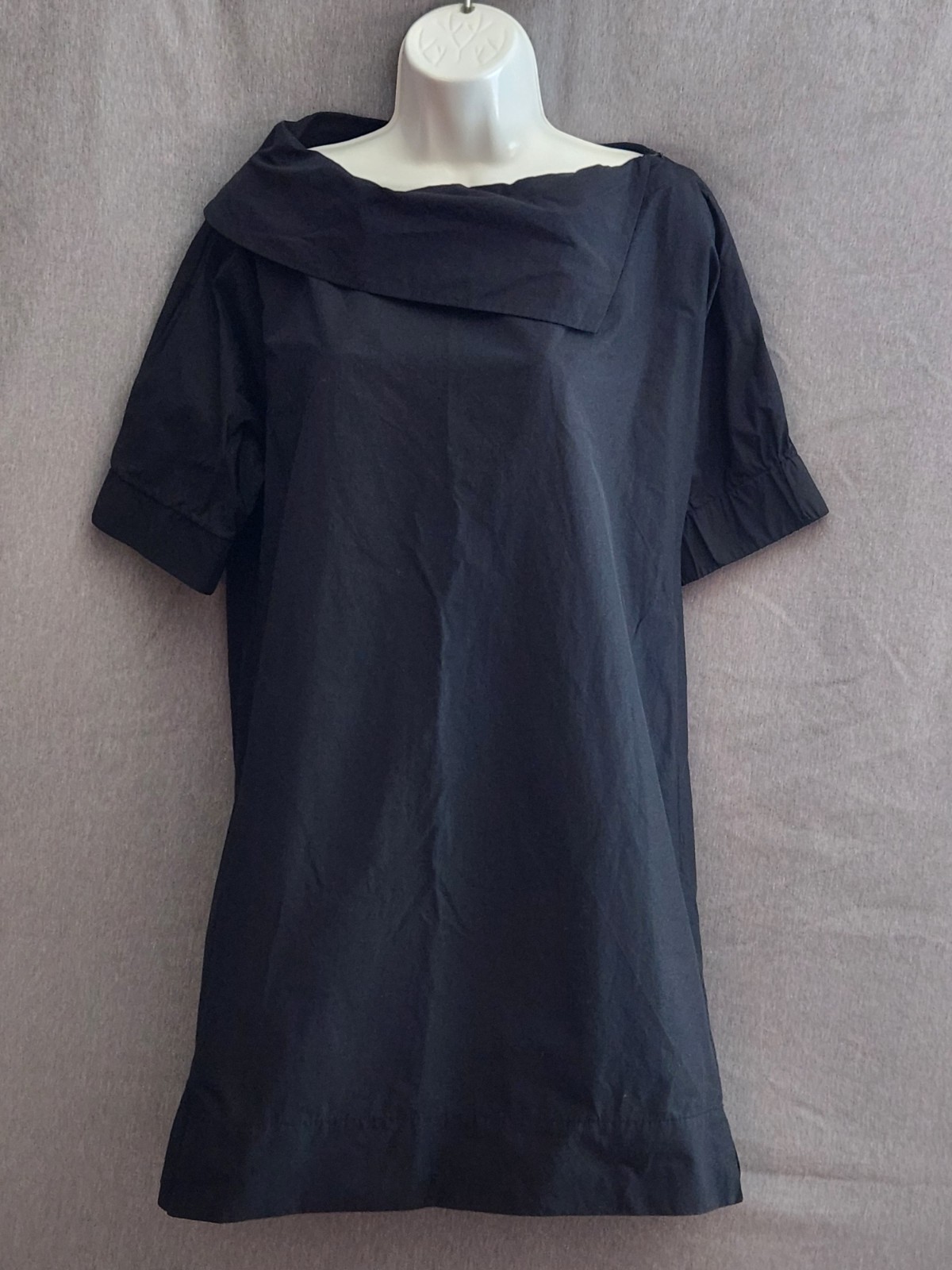 Women’s Finley Black Dress Fold Over Collar Short Sleeve Size XS Made in USA