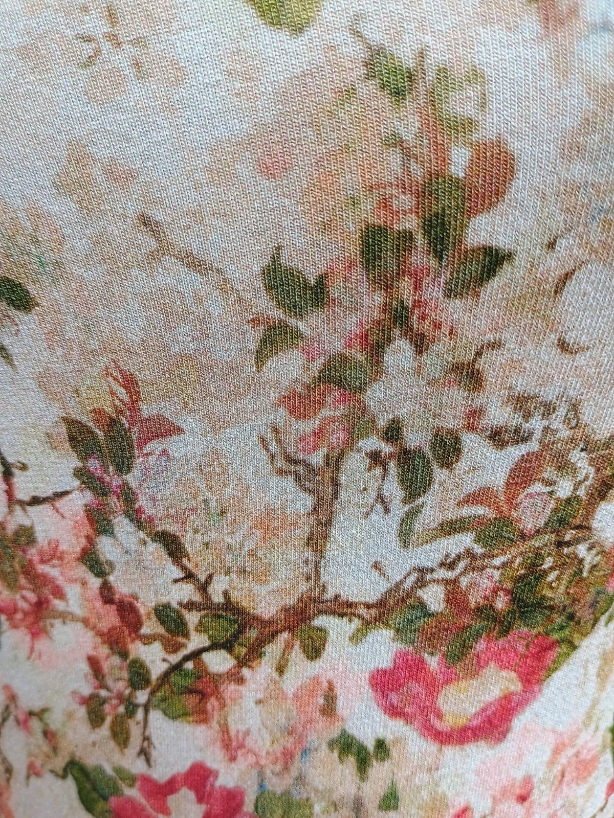 Peruvian Connection Antique Cream Vintage Floral Print Jersey Midi Dress Size S