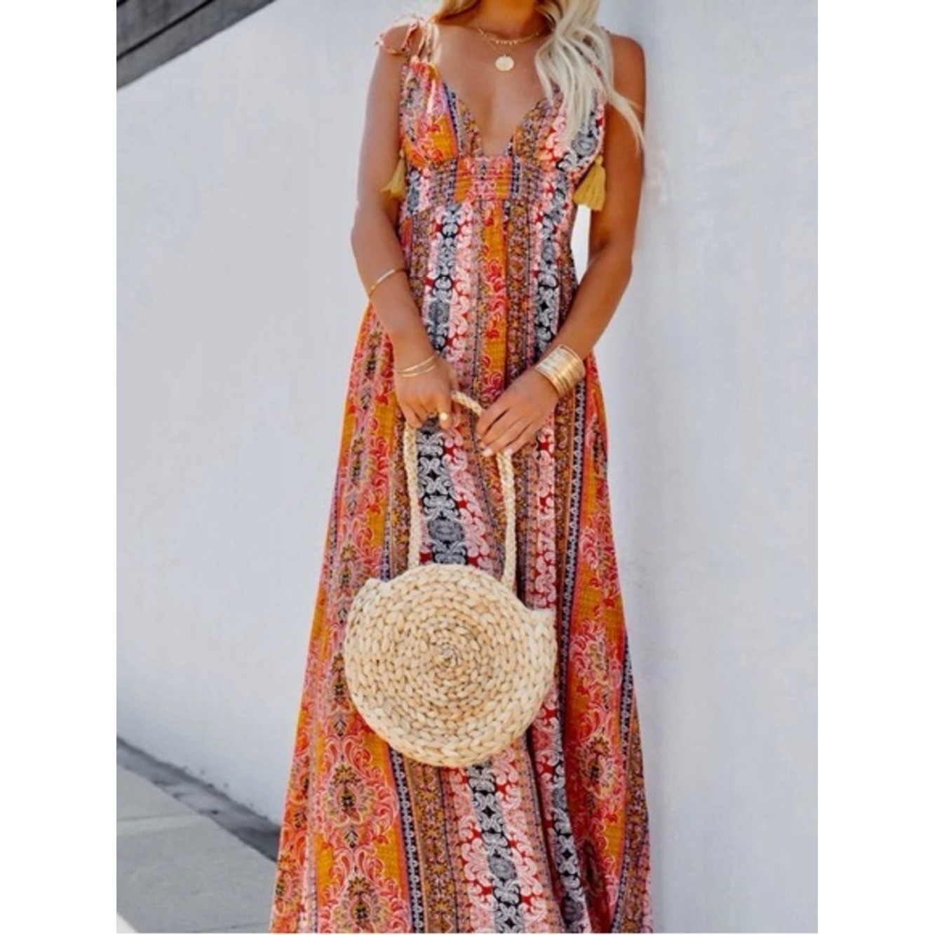 NEW!! En Creme Gorgeous Boho Pattern Maxi Dress