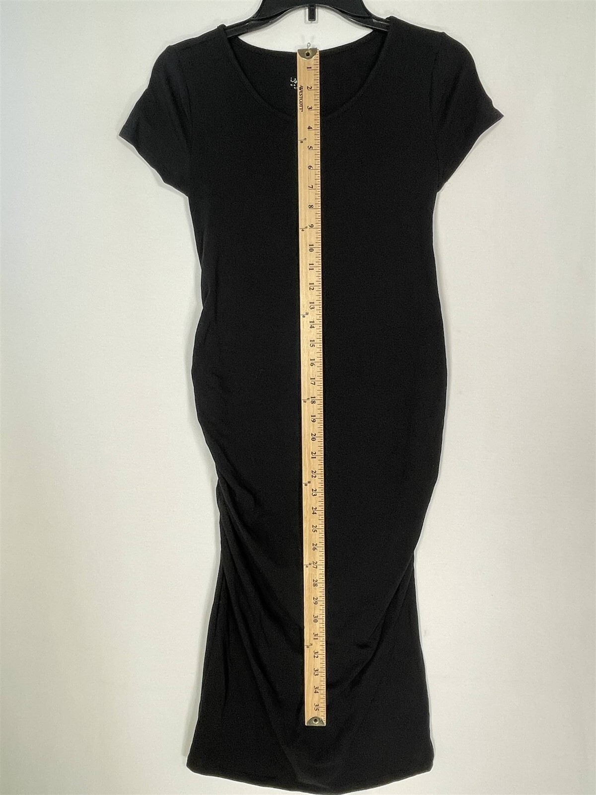 Isabel Maternity T-Shirt Dress Womens X-Small Short Sleeve Soft Stretch Black