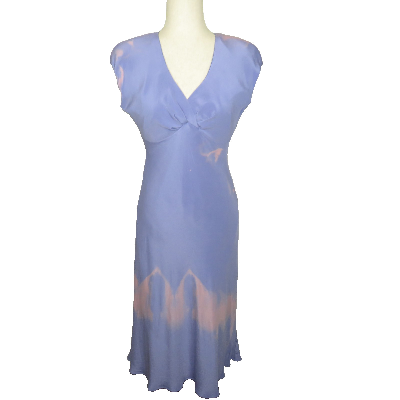 Jones New York Purple Silk Custom Tie Dye Midi Dress Size 8