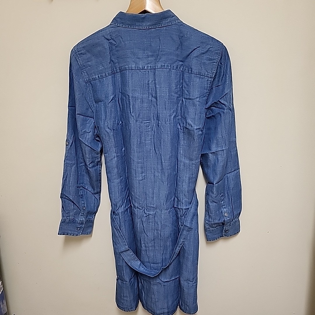 UNTUCKIT SIZE 18 Zara chambray Shirt Dress Regular Fit Long Sleeve Belted NWT