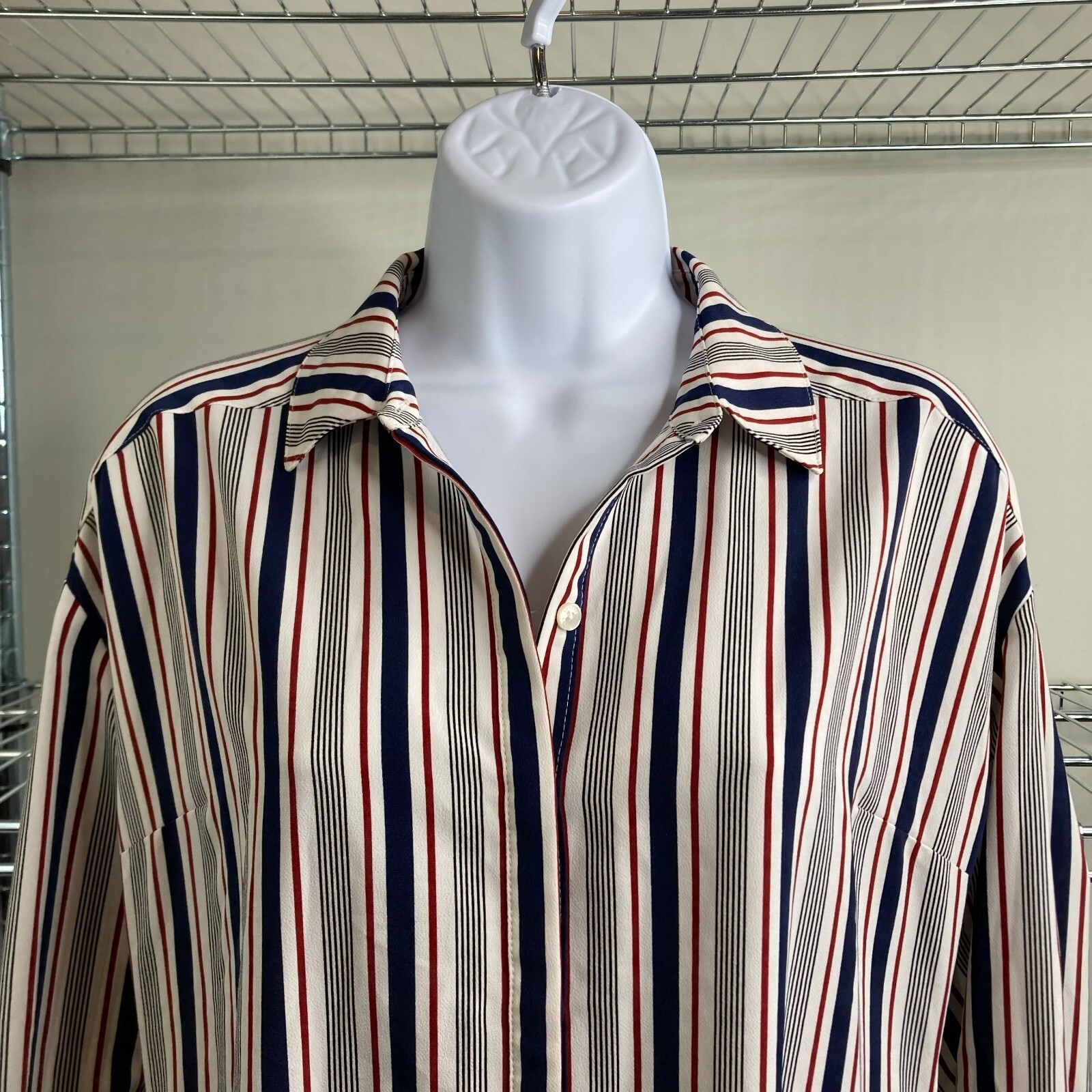 Express Vertical Striped Button-Up Shirt Dress Size S Classic Career Casual-Chic