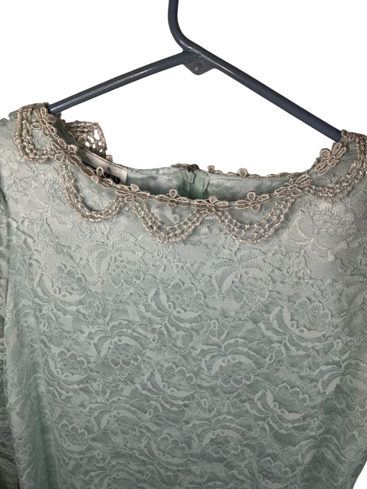 After Dark Dress Mint Green Lace Bow Beaded Size 5/6 USA Made Coquette Glam