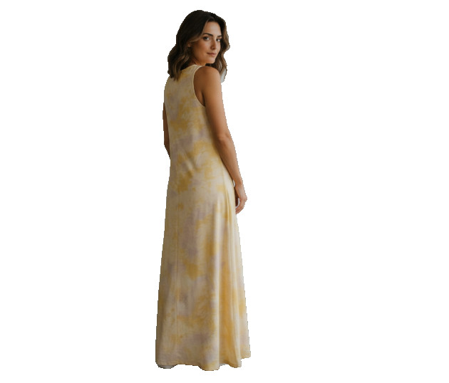 NWT VILA Maxi Dress M Yellow White Floral Halter Open Tie Back Lined Summer