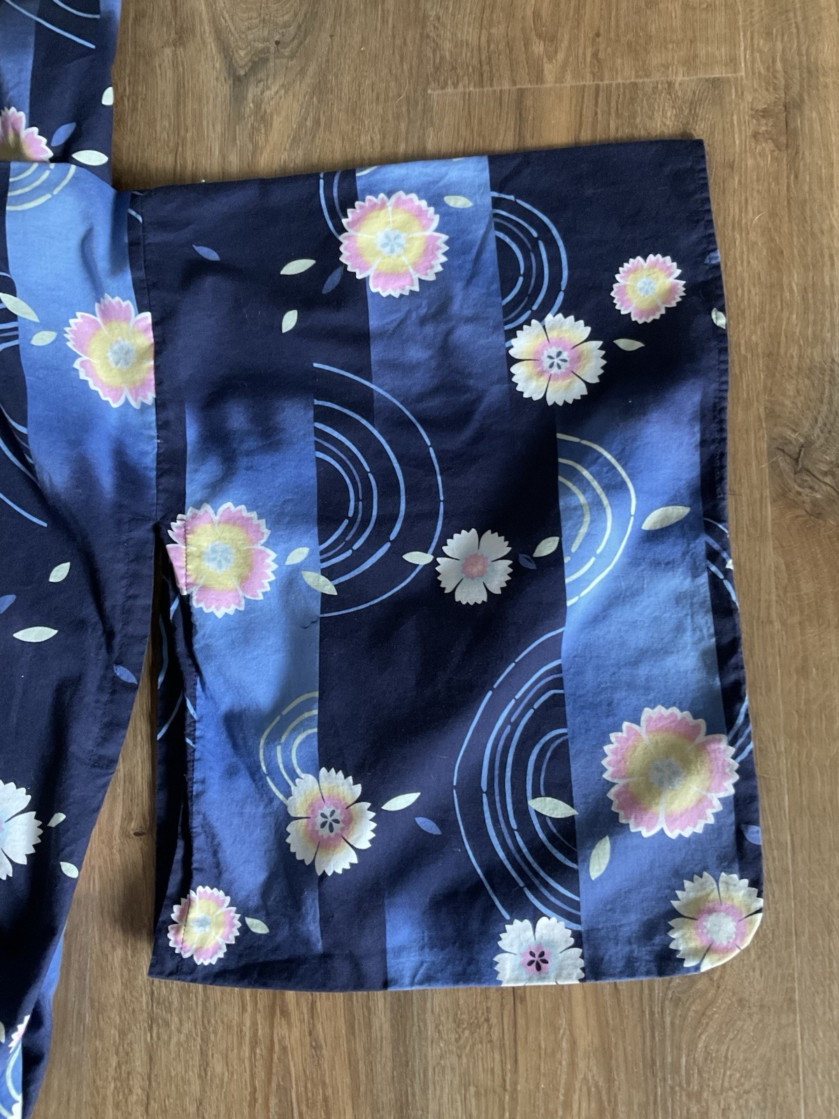 Handmade Women’s Navy Floral Long Kimono One Size Fits Most EUC