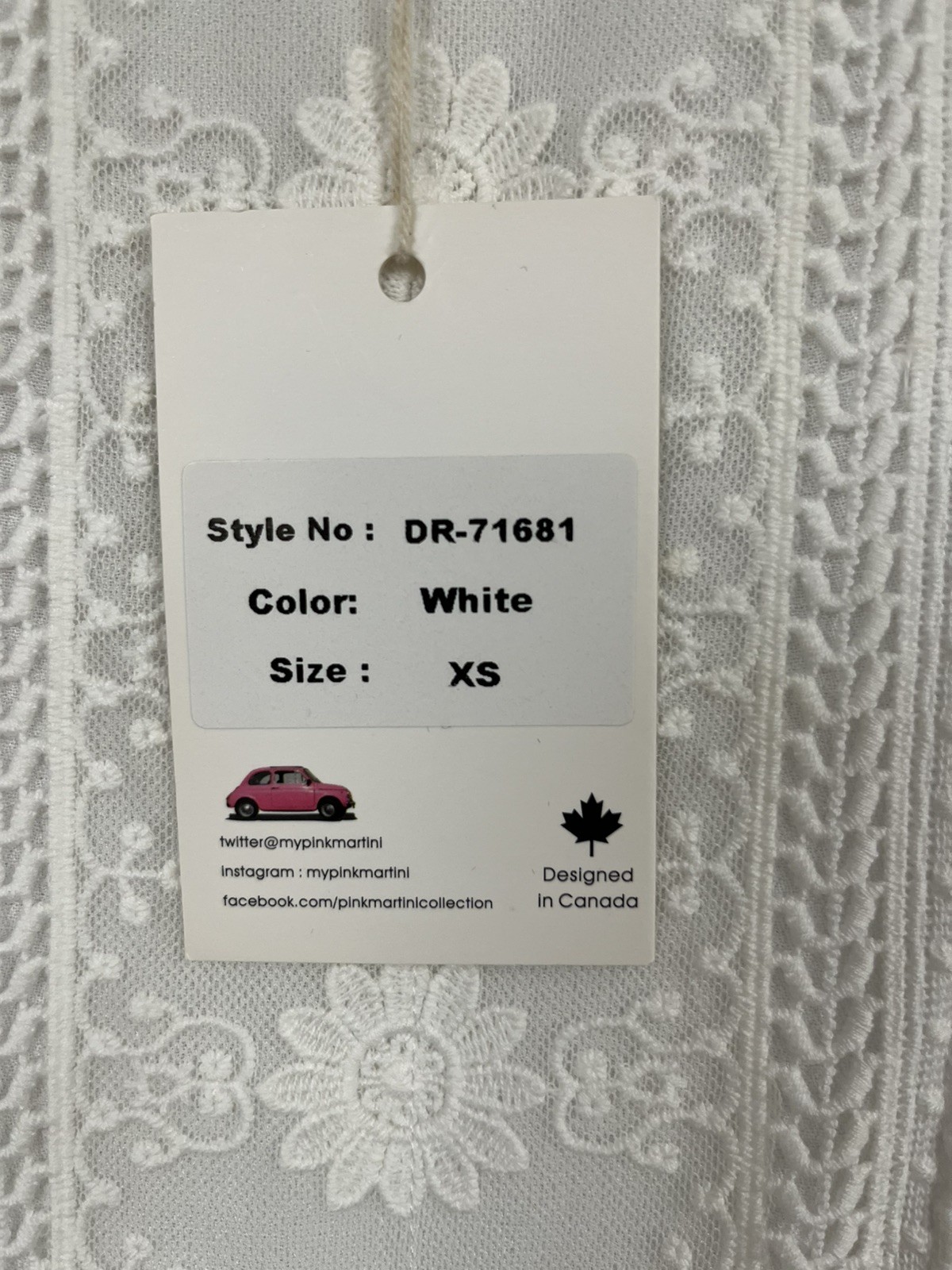Pink Martini Collection The Venus Dress White Sleeveless Size XS DR-71681 NWT