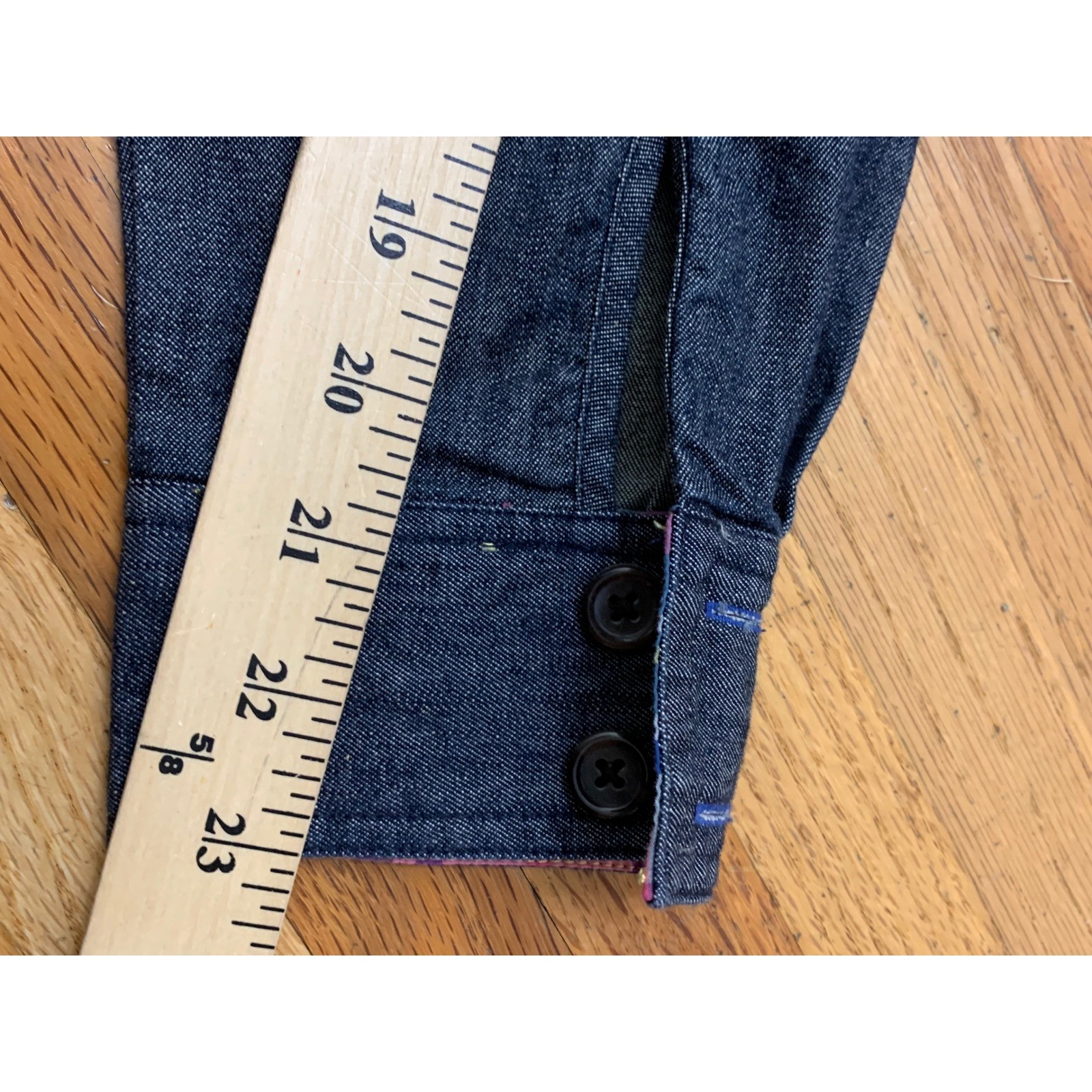 Boden Denim Shirt Dress Dark Wash Button Front Plaid Trim WH894 US 10L UK 14L