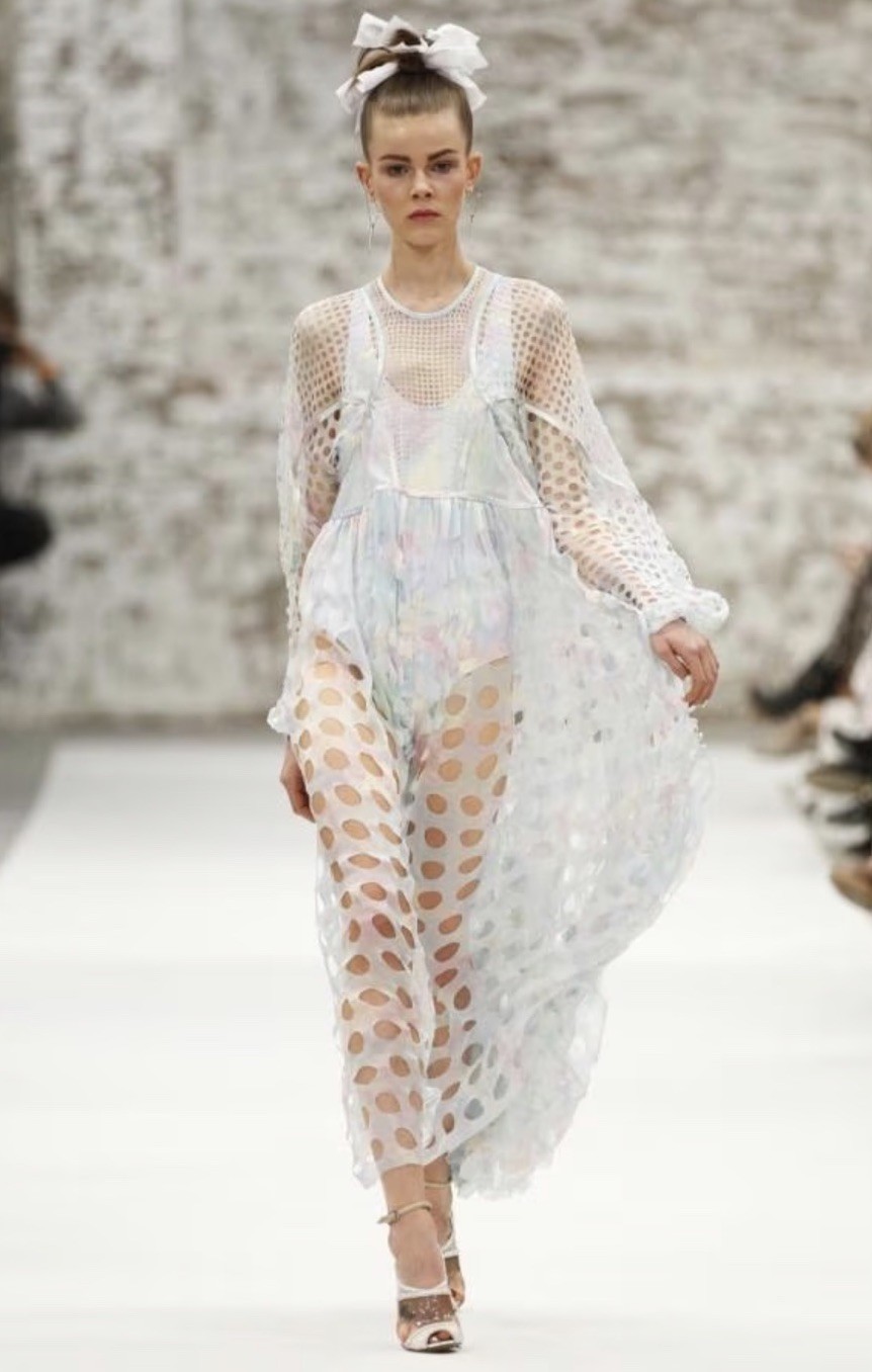 Zimmermann Clique Perforated Volume Silk Dress Sz 0