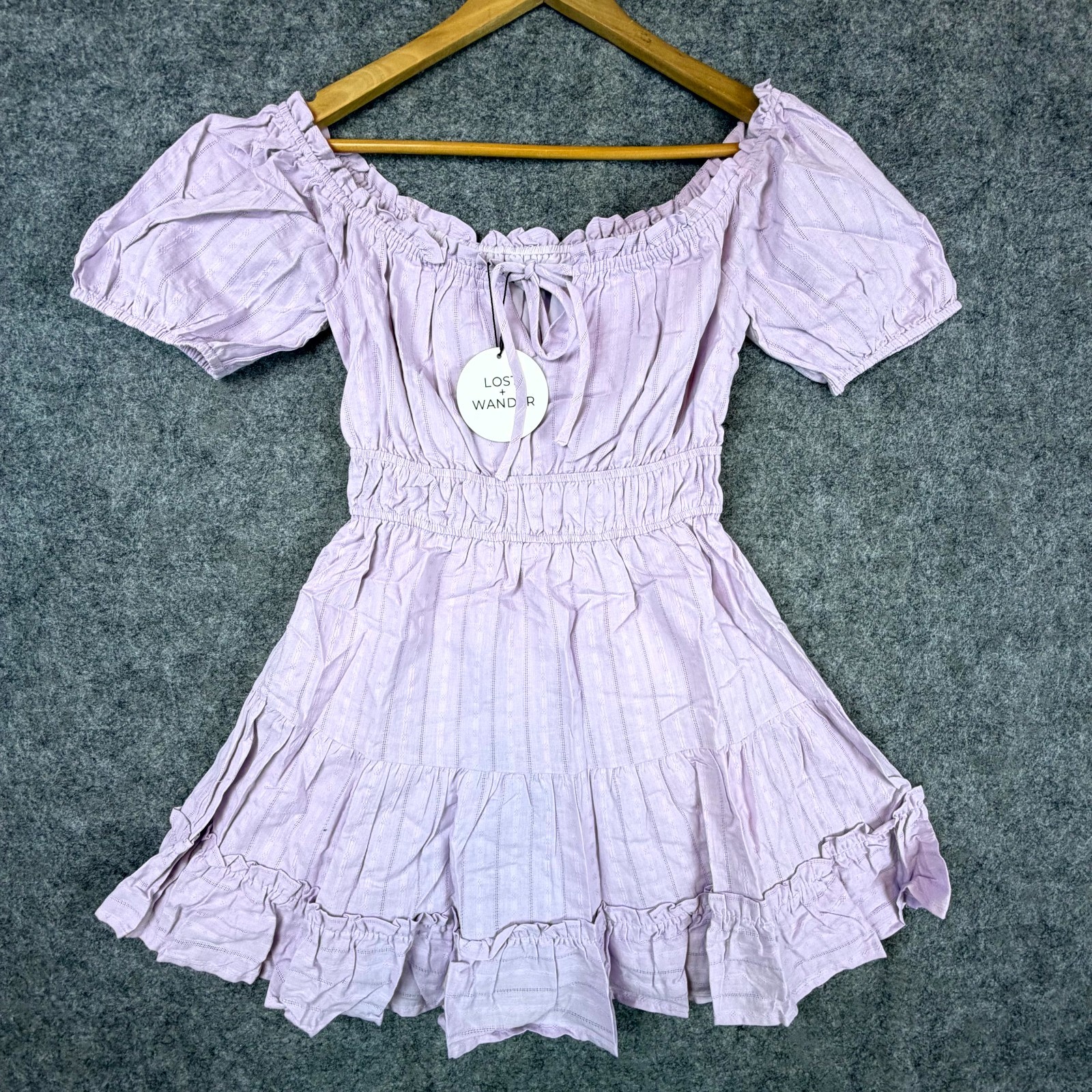 Lost + Wander Mini Dress Womens XS Lilac Purple Coquette Cottagecore Milkmaid