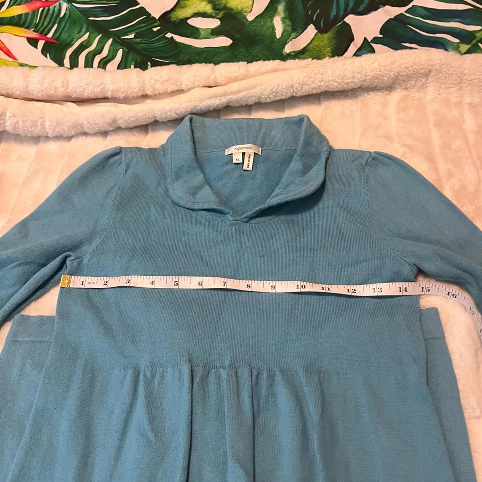 Tyler Boe XS Blue Knit Fall Winter Spring Extra Slim Casual Preppy Sweater Dress