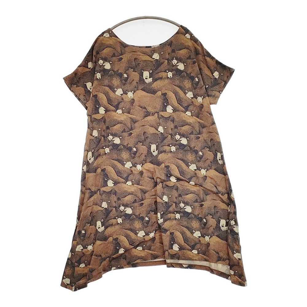 marble sud Grizzly bear all-over print dress Brown 5-0819S♪