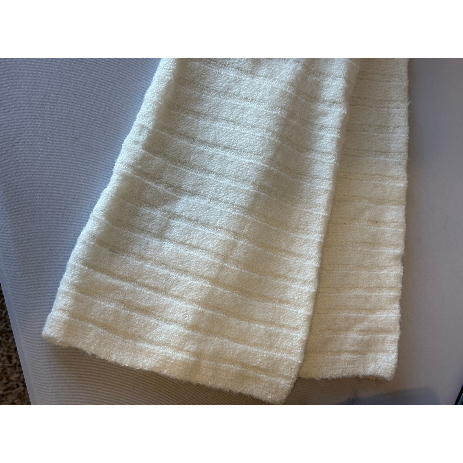 Mi Ami Francesca’s Cream Ribbed Turtleneck Sweater Mini Dress Bell Sleeve Small