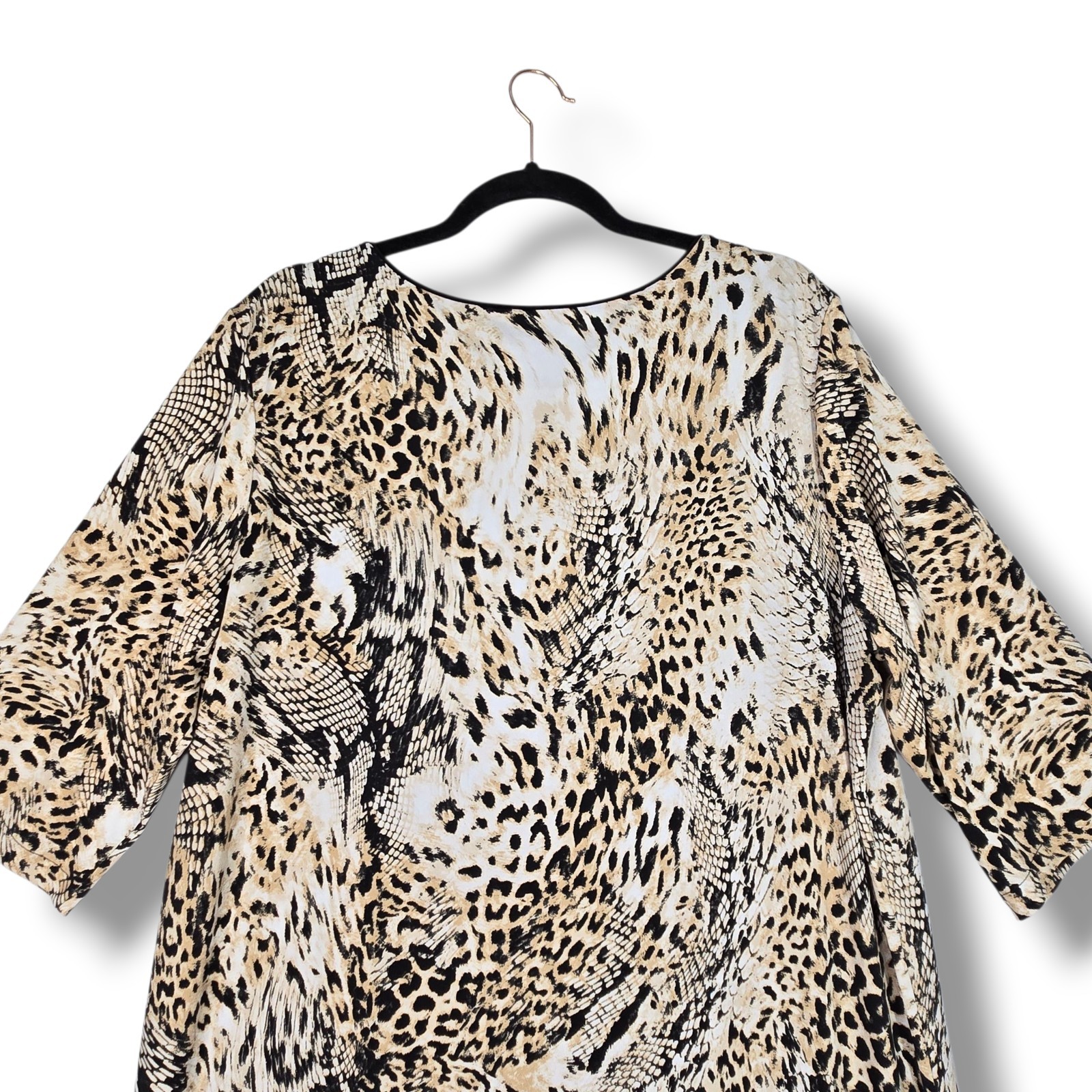 Chico’s Shift Dress Animal Print Elbow Sleeve Knee Length 3P 16 18 Petite XL