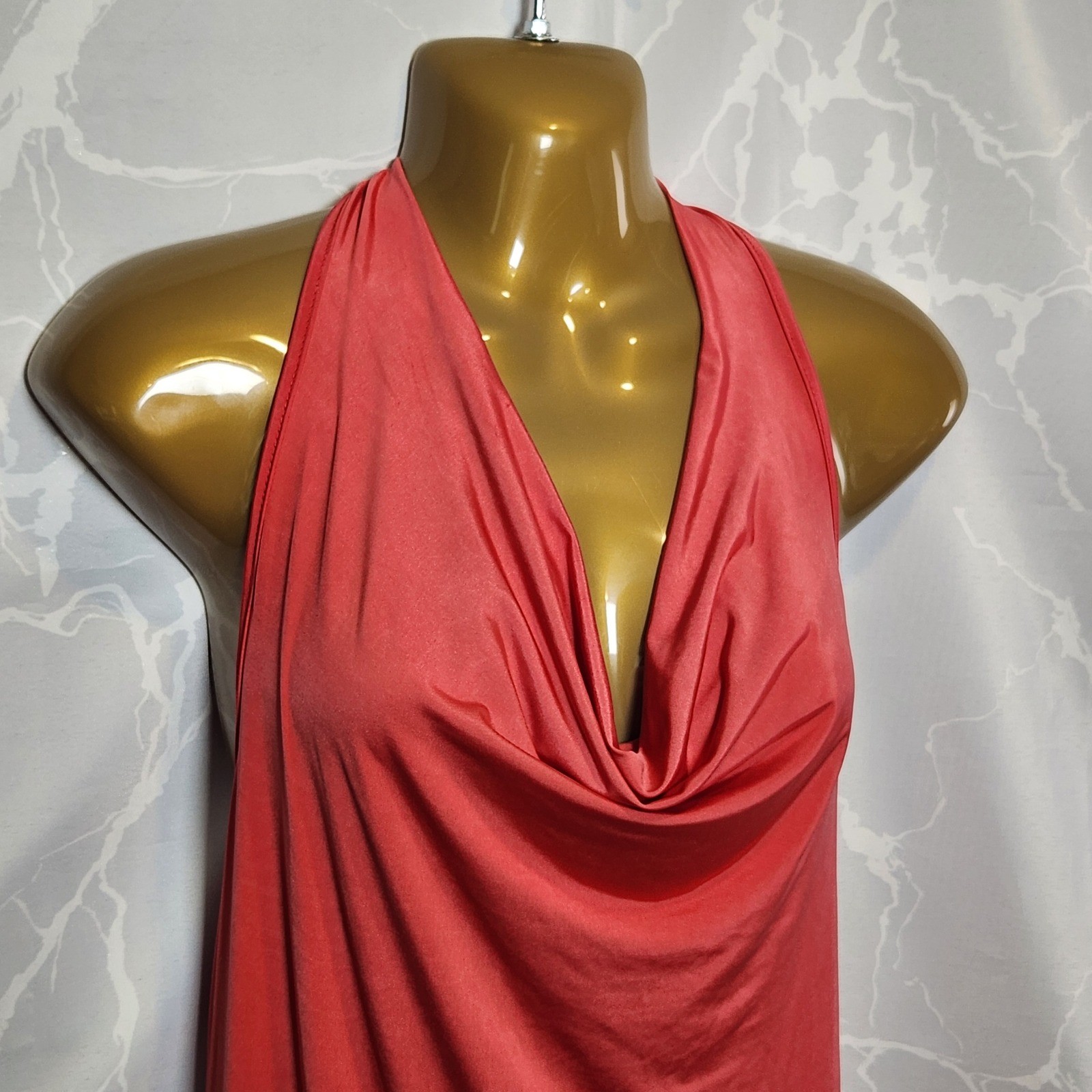 Sincerely Jules Halter Cowl Neck Maxi Dress Women’s XL Red Bodycon Open Back