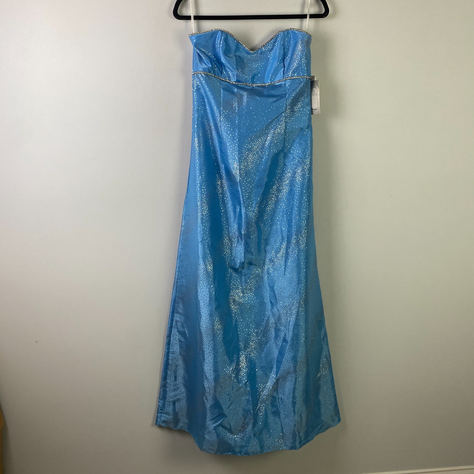 Jessica McClintock For Gunne Sax Vintage Strapless Gown Juniors 5 Blue Silver