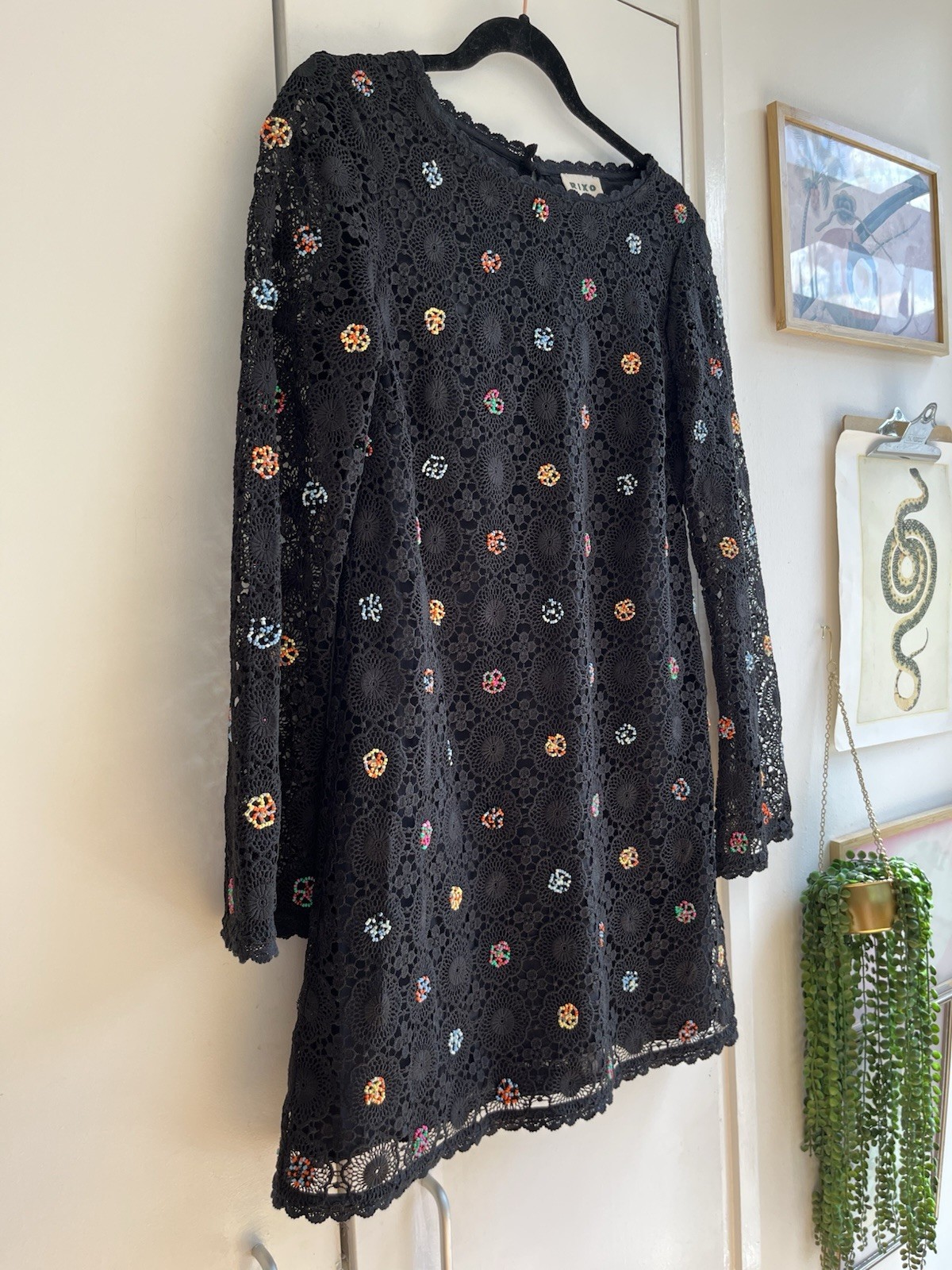 Rixo ‘Mylene’ beaded crochet mini dress – XS (UK 6), RRP £240